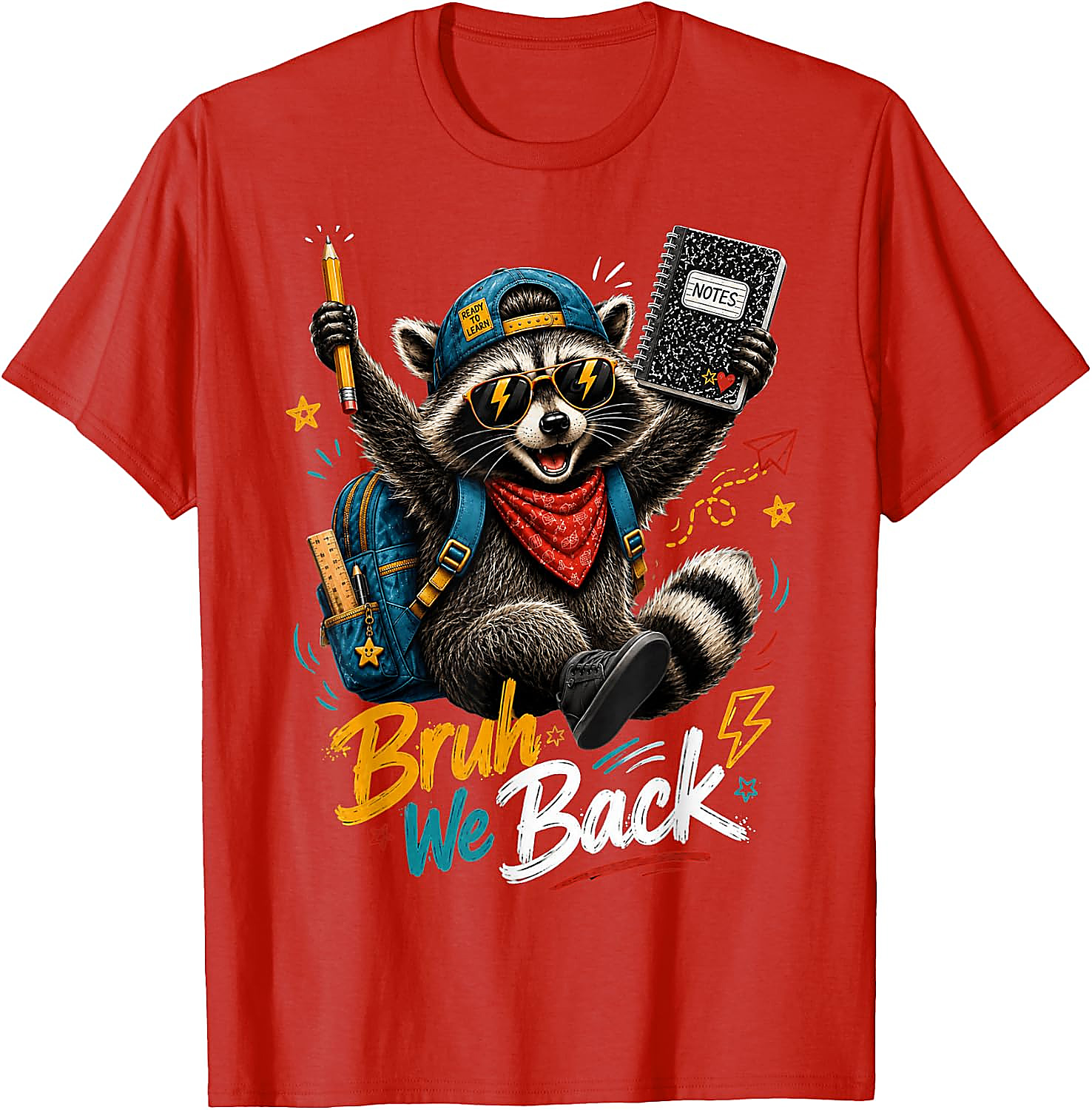 Bruh We Back Raccoon T-Shirt | Funny Back to School Tee