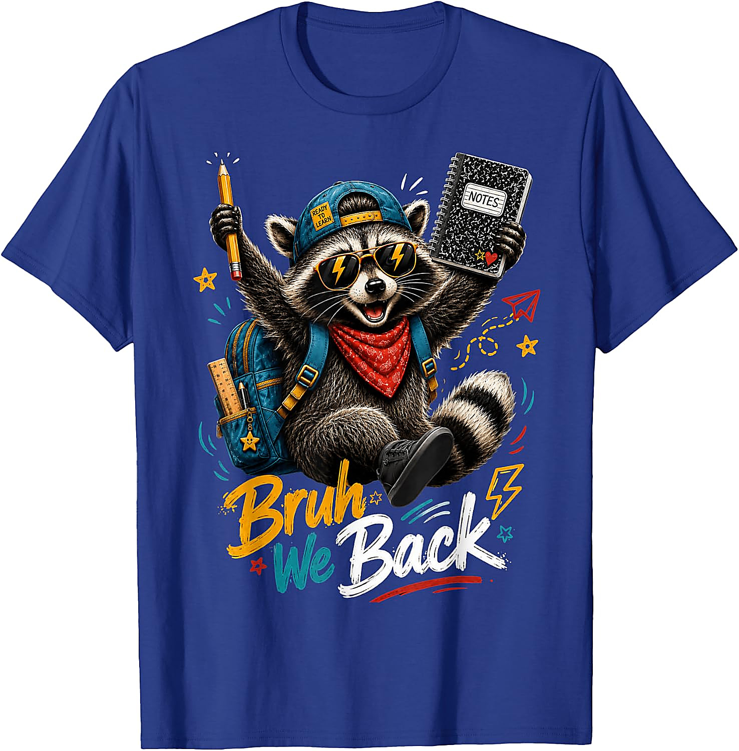 Bruh We Back Raccoon T-Shirt | Funny Back to School Tee