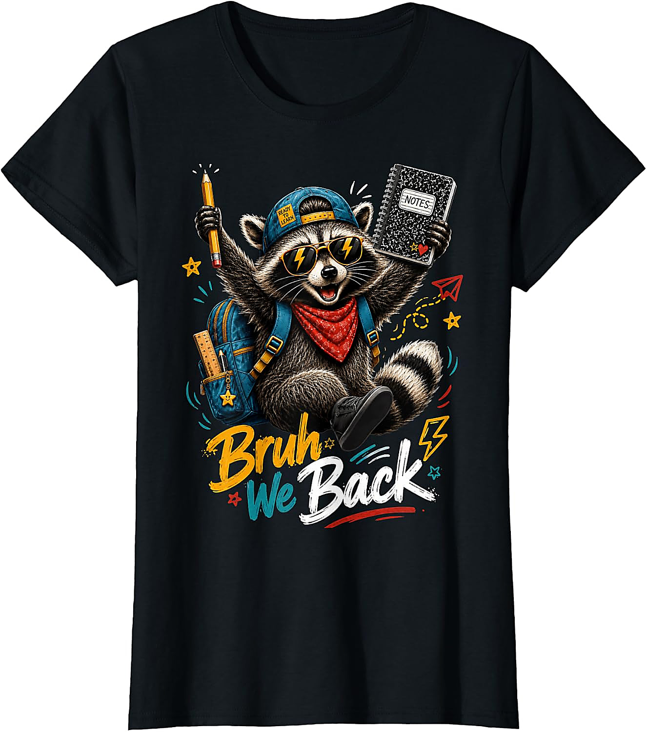 Bruh We Back Raccoon T-Shirt | Funny Back to School Tee