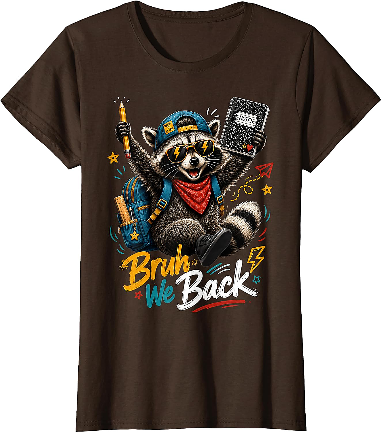 Bruh We Back Raccoon T-Shirt | Funny Back to School Tee