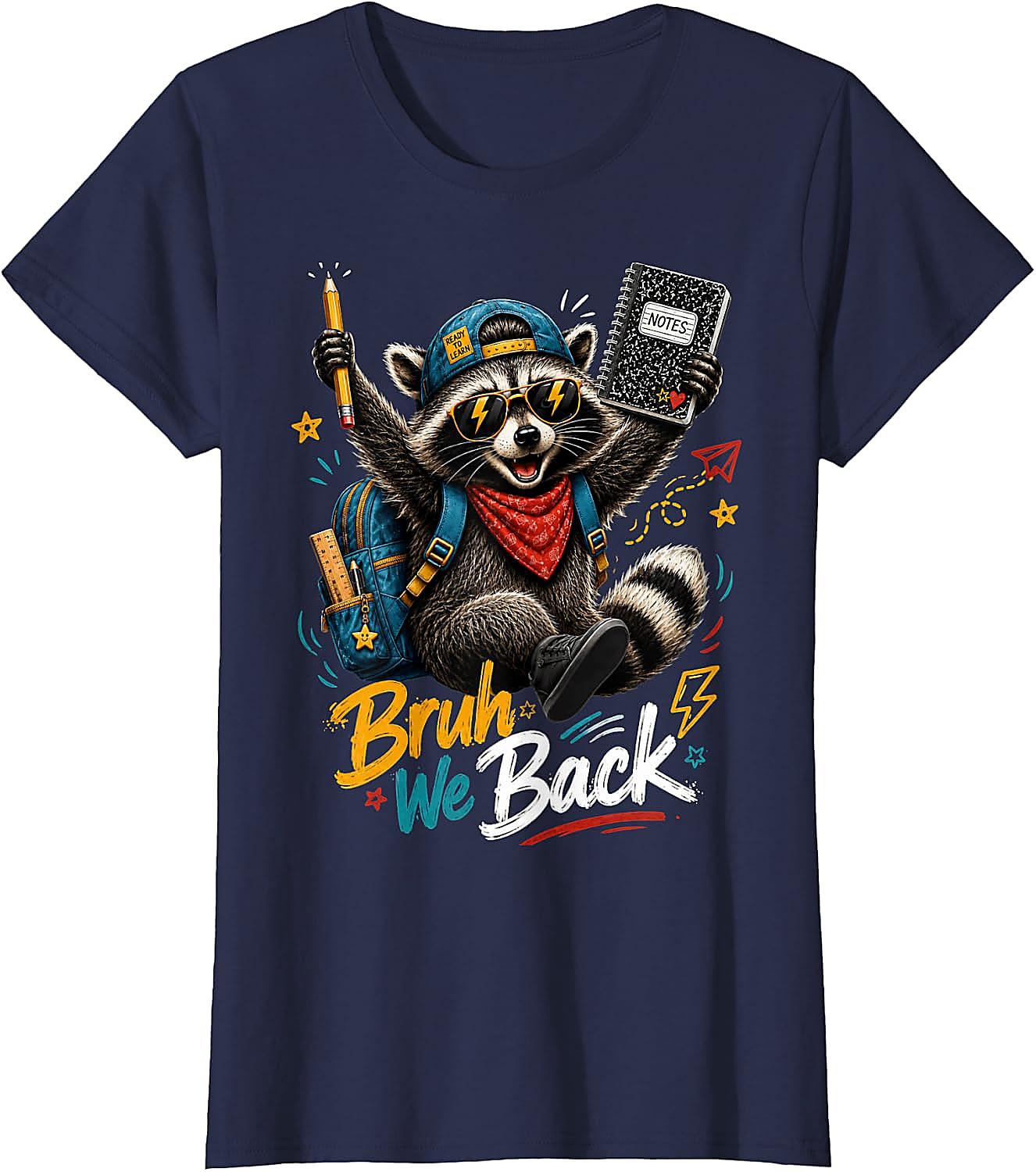 Bruh We Back Raccoon T-Shirt | Funny Back to School Tee