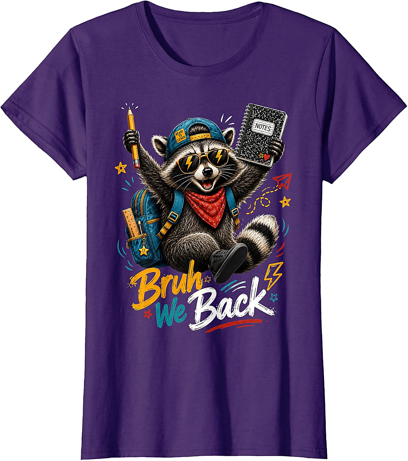 Bruh We Back Raccoon T-Shirt | Funny Back to School Tee