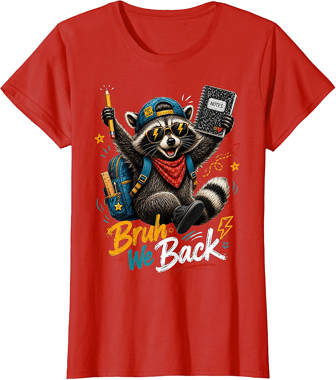 Bruh We Back Raccoon T-Shirt | Funny Back to School Tee