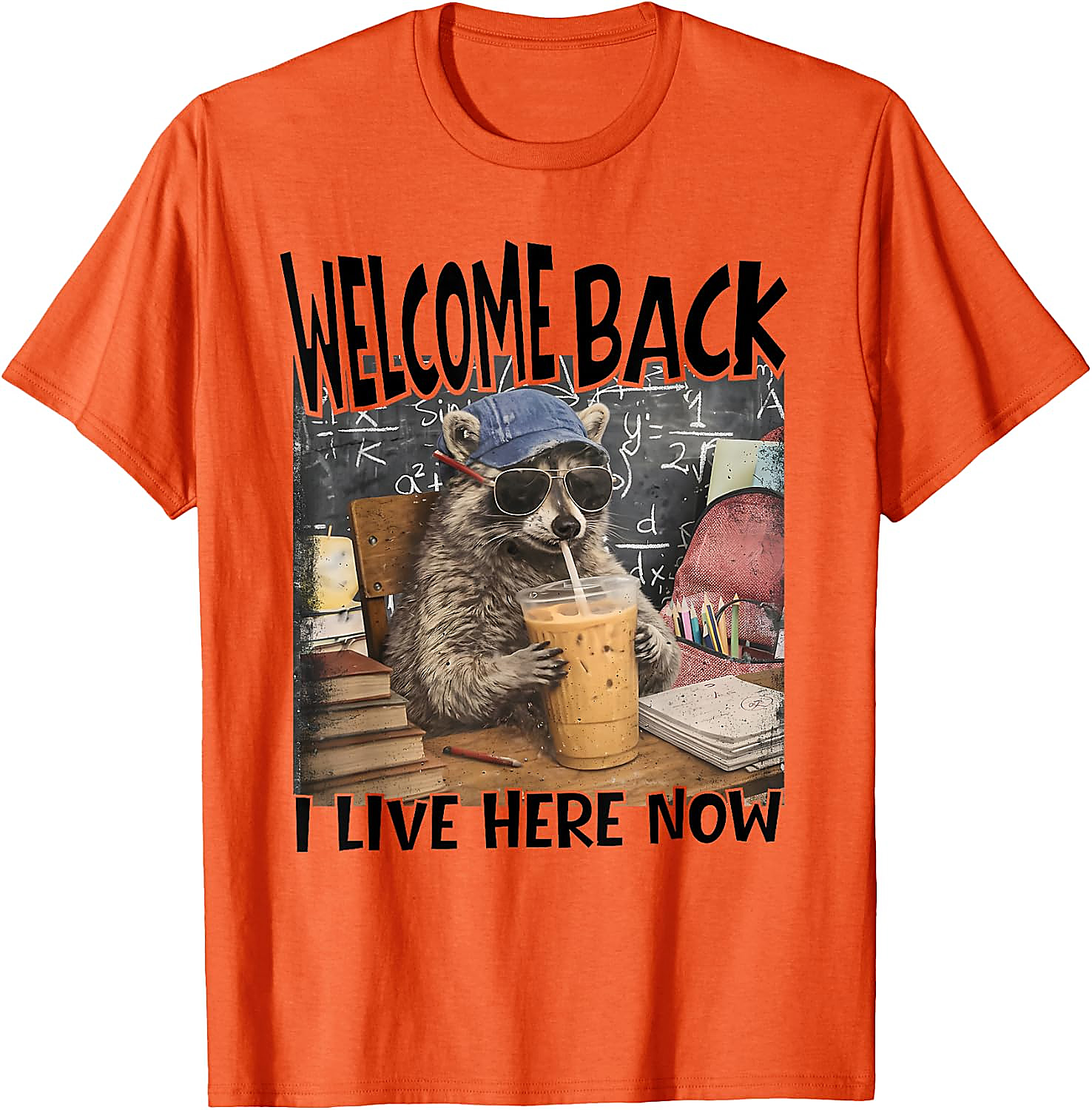 Funny Raccoon Back to School T-Shirt | I Live Here Now Tee