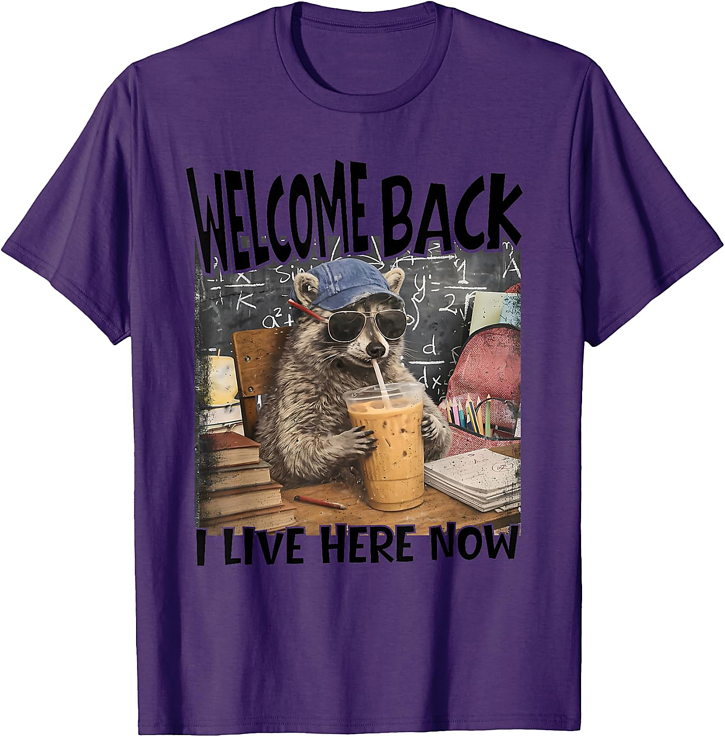 Funny Raccoon Back to School T-Shirt | I Live Here Now Tee