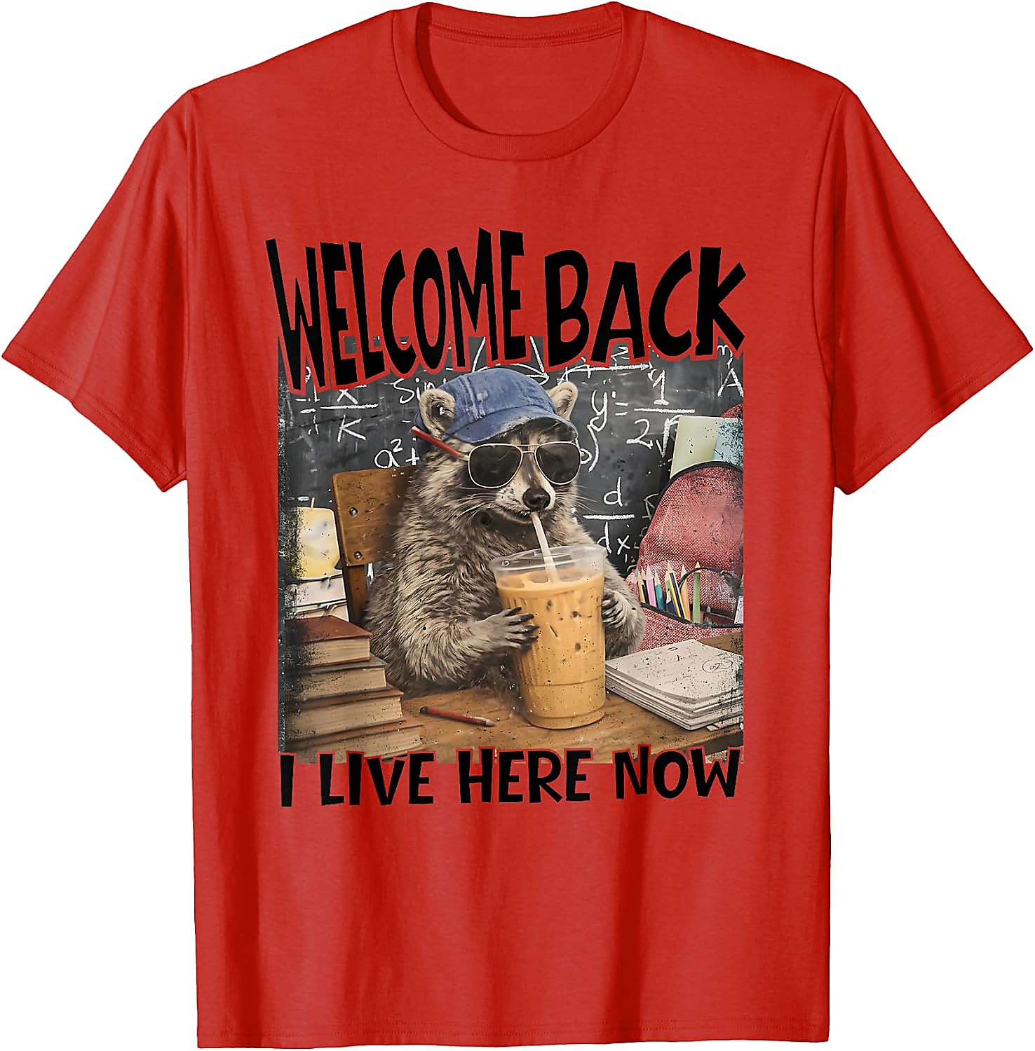 Funny Raccoon Back to School T-Shirt | I Live Here Now Tee