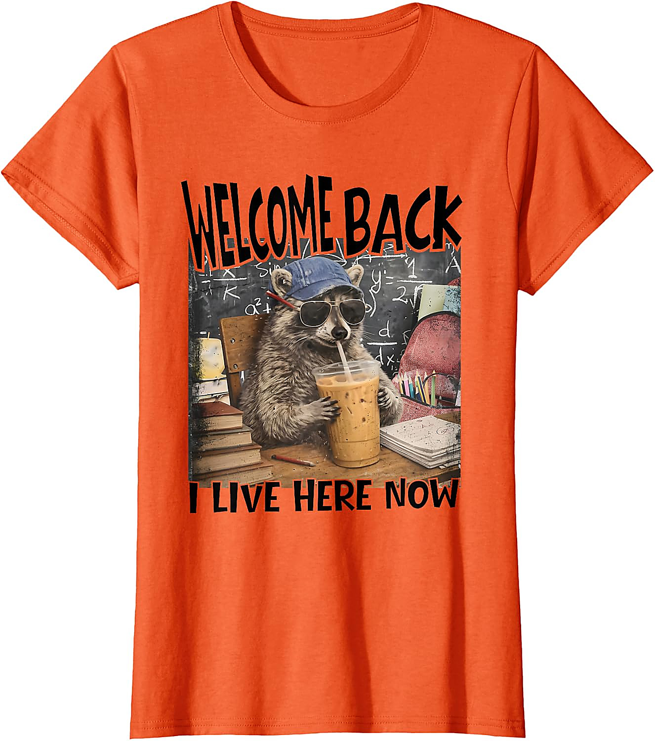 Funny Raccoon Back to School T-Shirt | I Live Here Now Tee