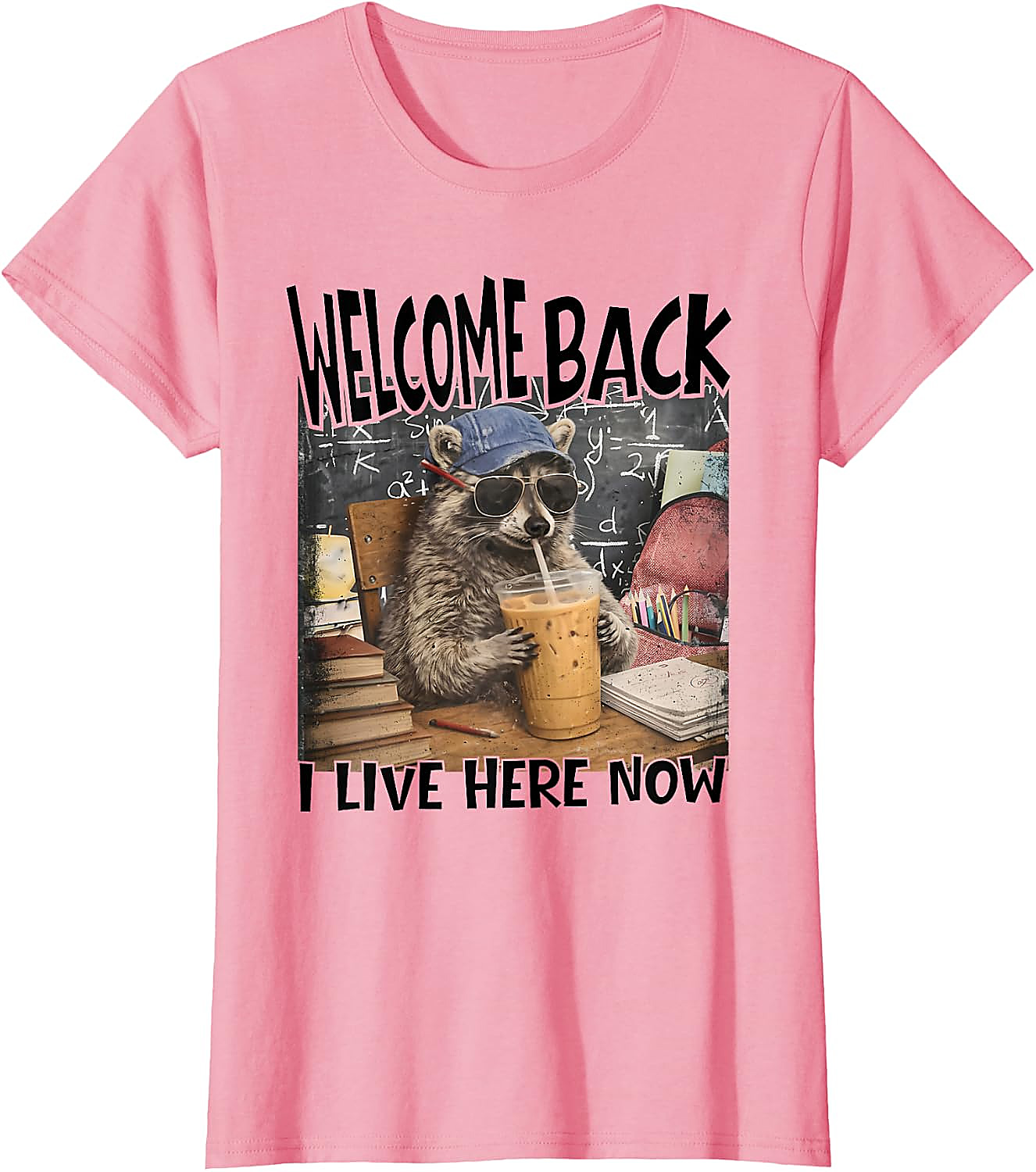 Funny Raccoon Back to School T-Shirt | I Live Here Now Tee