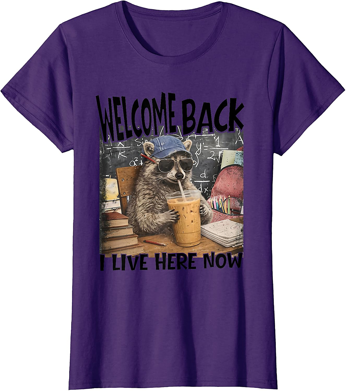 Funny Raccoon Back to School T-Shirt | I Live Here Now Tee