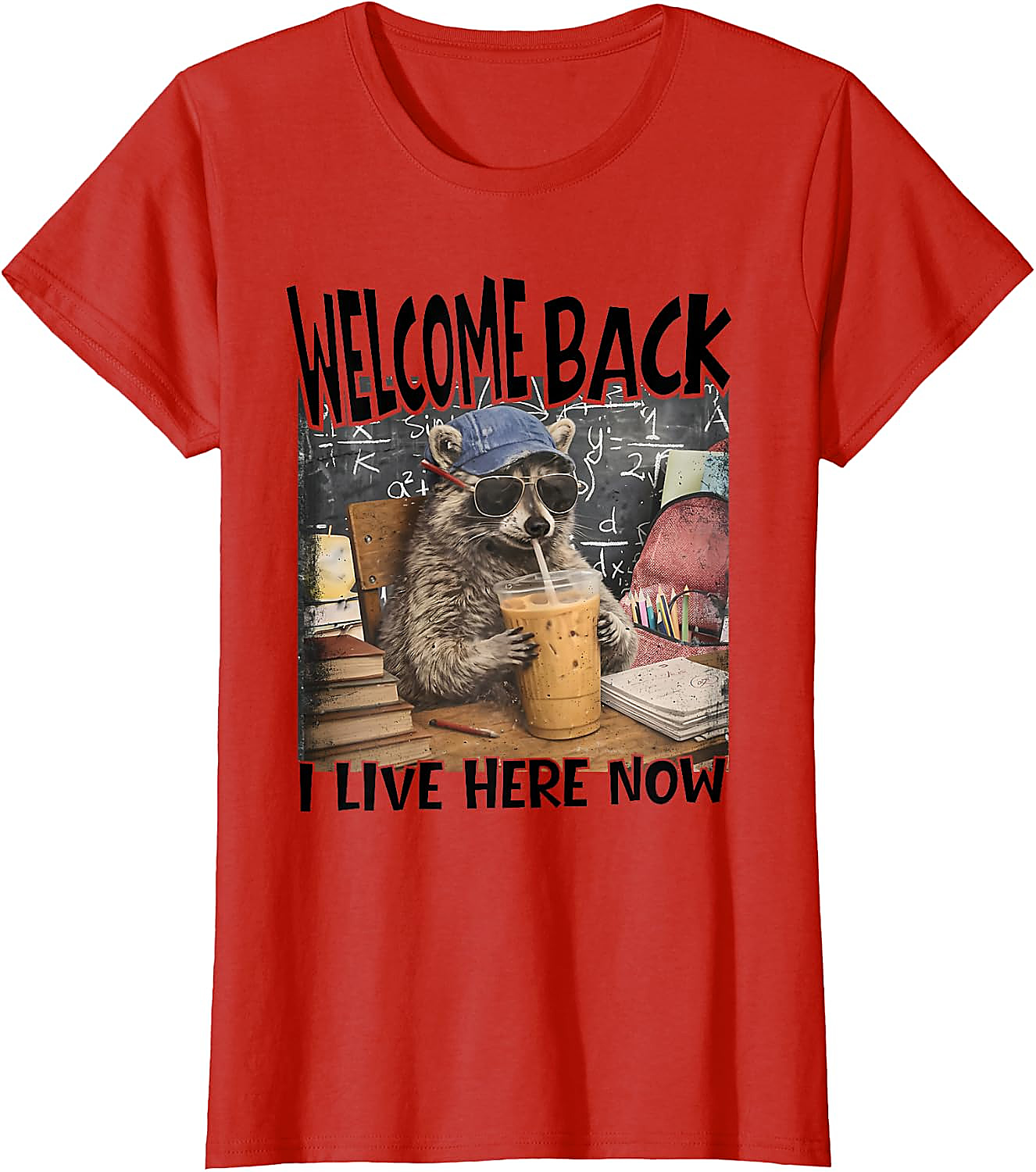 Funny Raccoon Back to School T-Shirt | I Live Here Now Tee