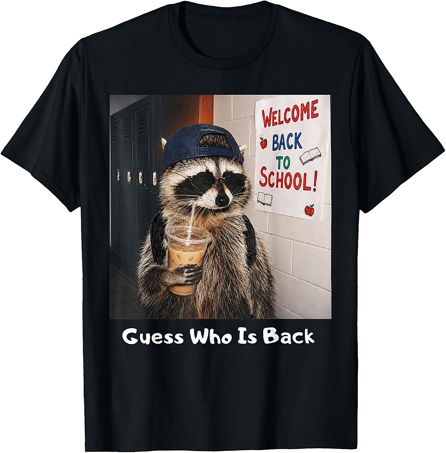 Guess Who Is Back Raccoon Meme T-Shirt | Funny School Tee