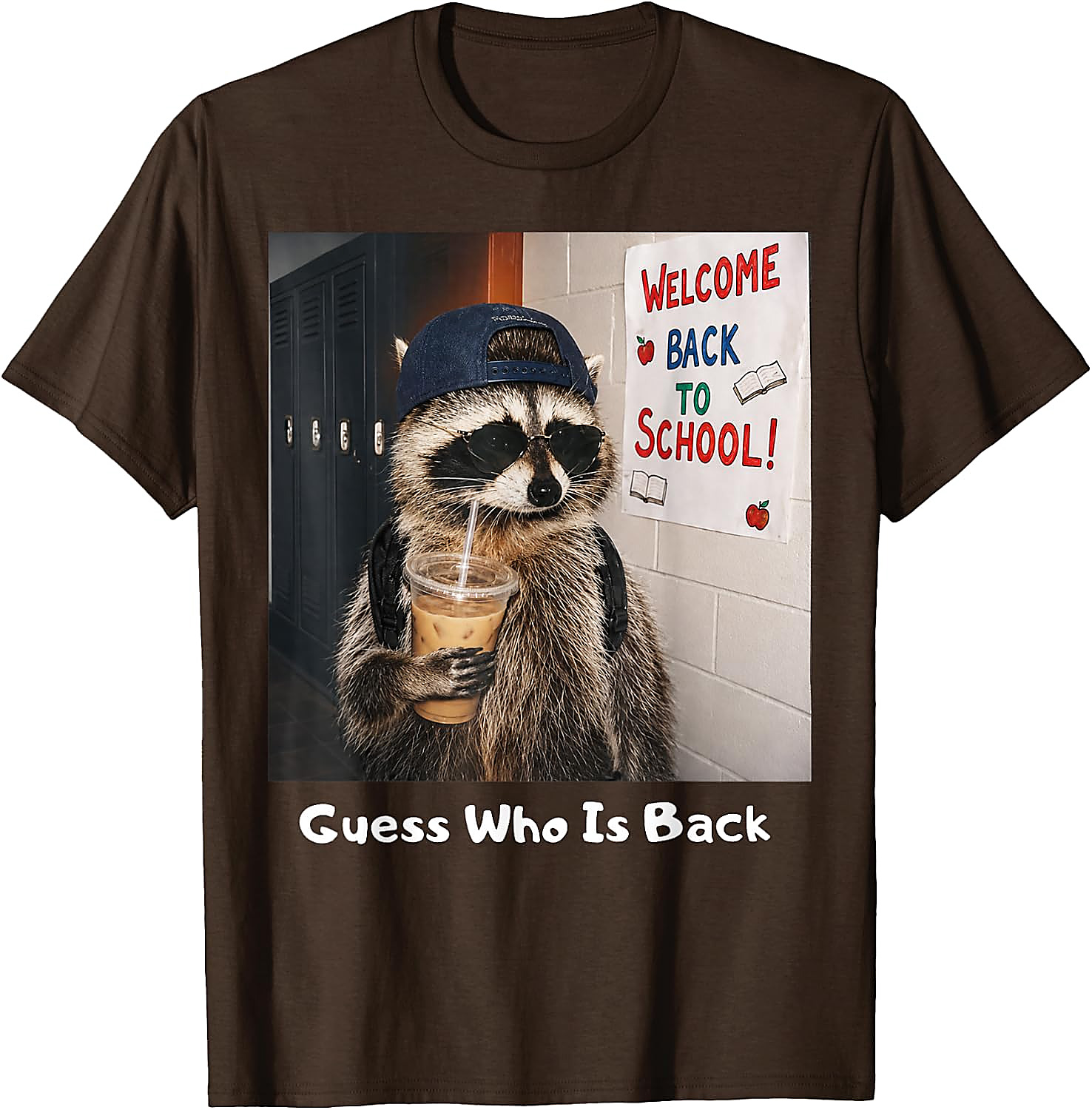 Guess Who Is Back Raccoon Meme T-Shirt | Funny School Tee