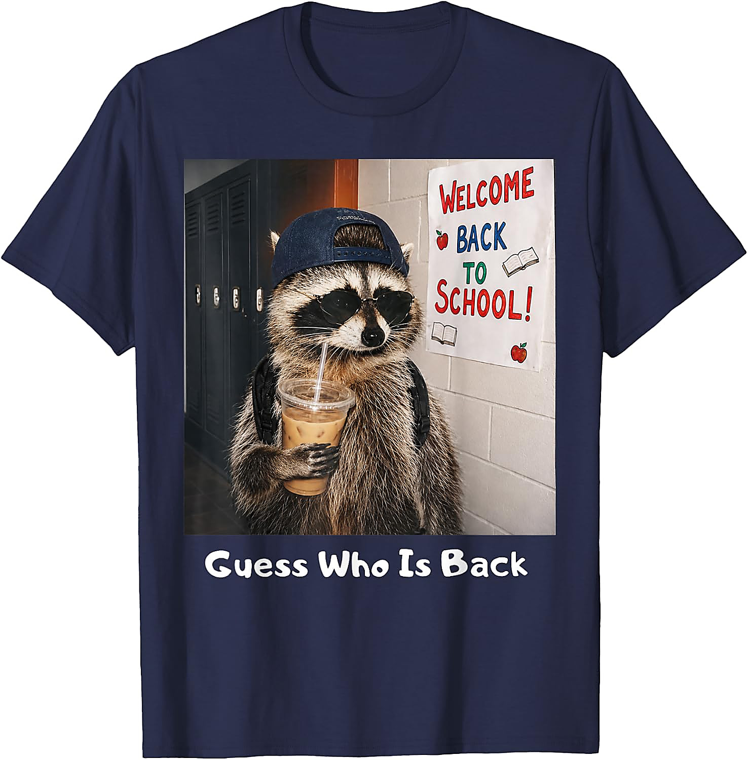 Guess Who Is Back Raccoon Meme T-Shirt | Funny School Tee
