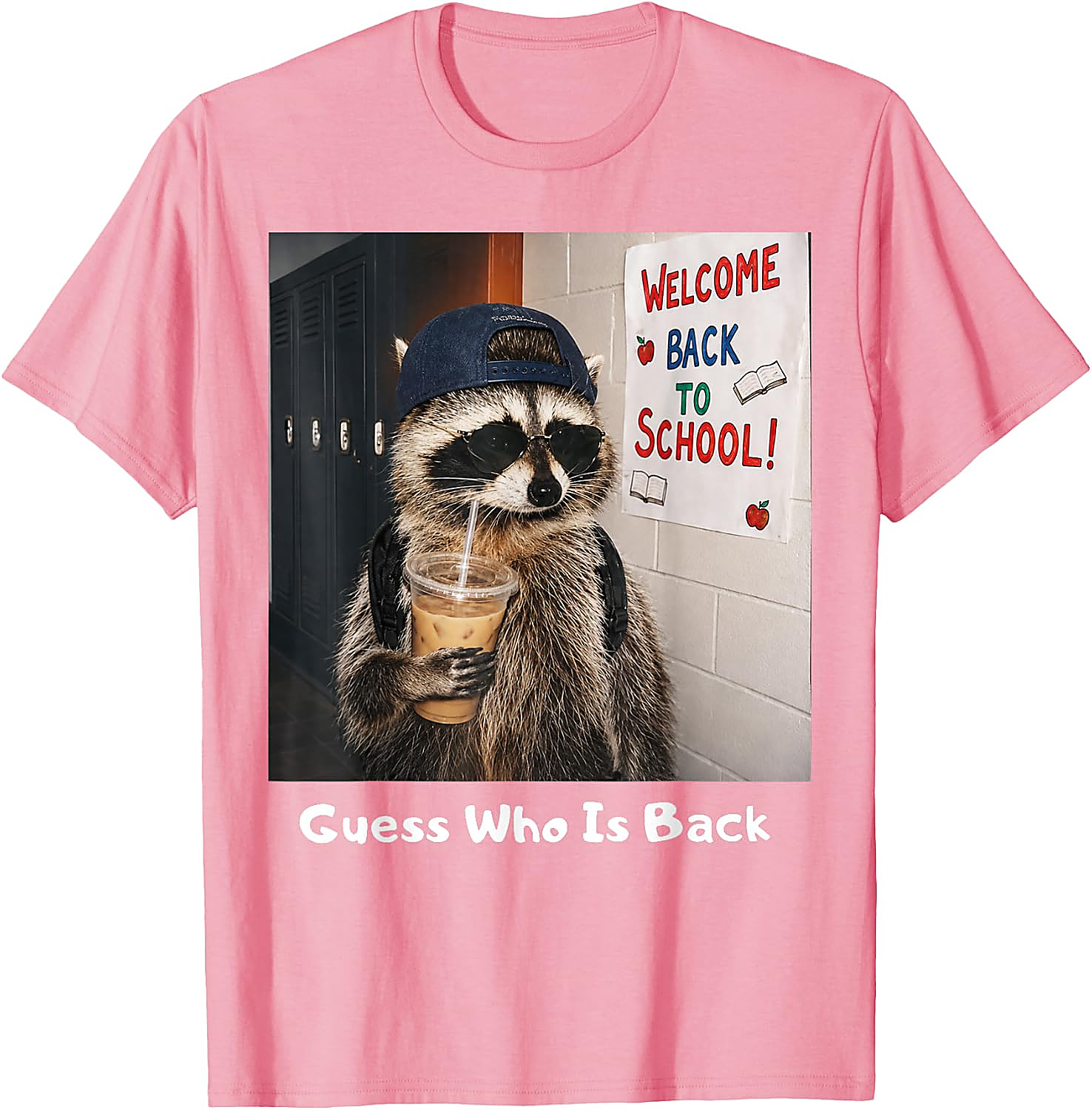 Guess Who Is Back Raccoon Meme T-Shirt | Funny School Tee