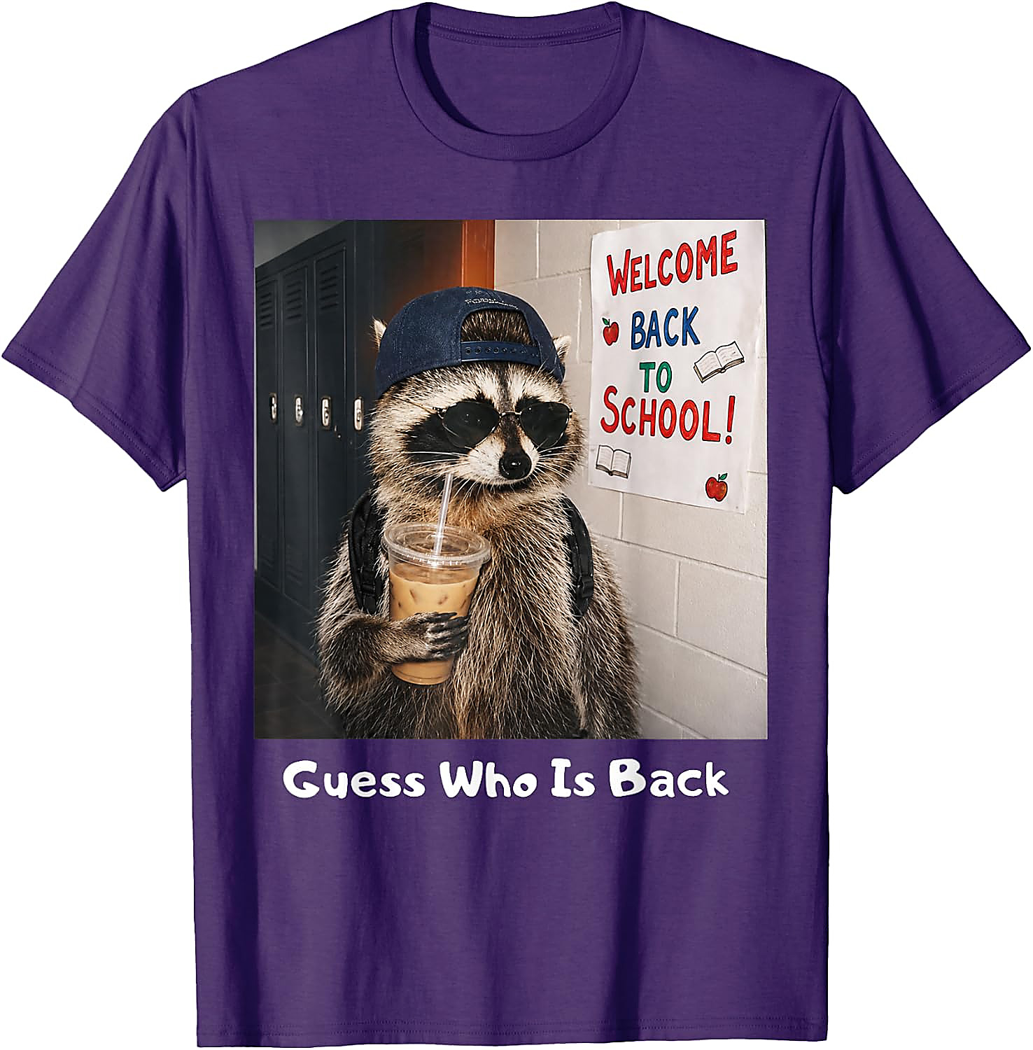 Guess Who Is Back Raccoon Meme T-Shirt | Funny School Tee