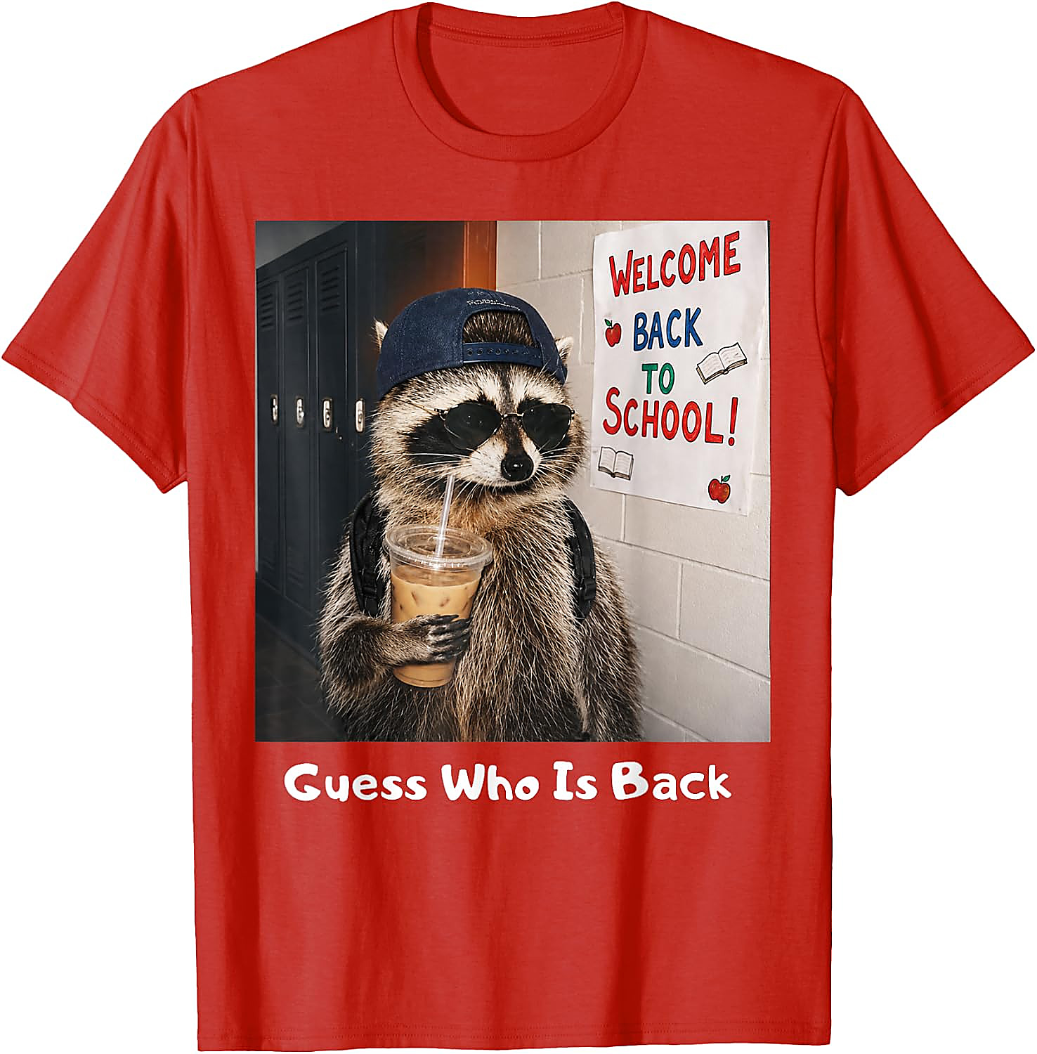 Guess Who Is Back Raccoon Meme T-Shirt | Funny School Tee