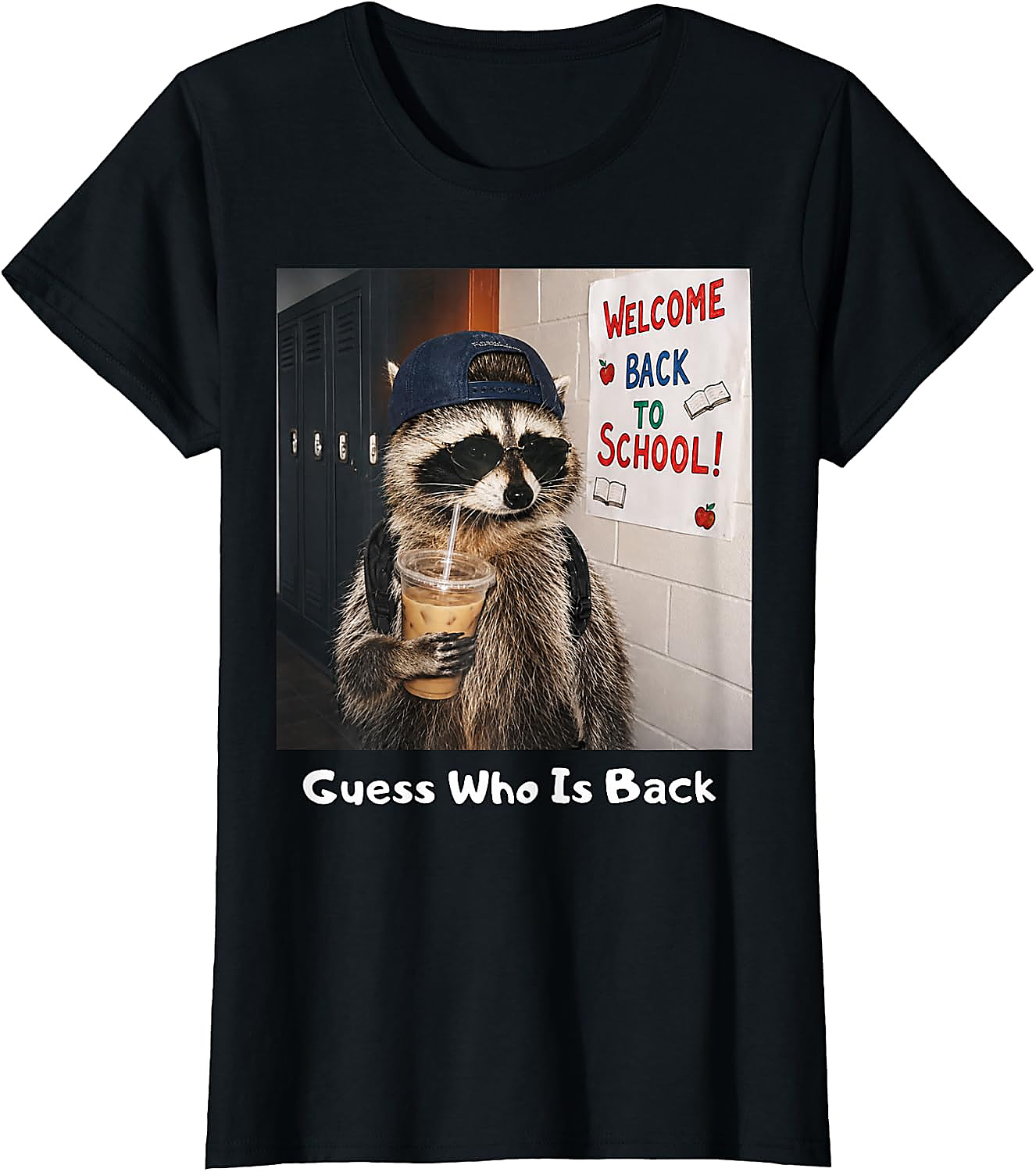 Guess Who Is Back Raccoon Meme T-Shirt | Funny School Tee