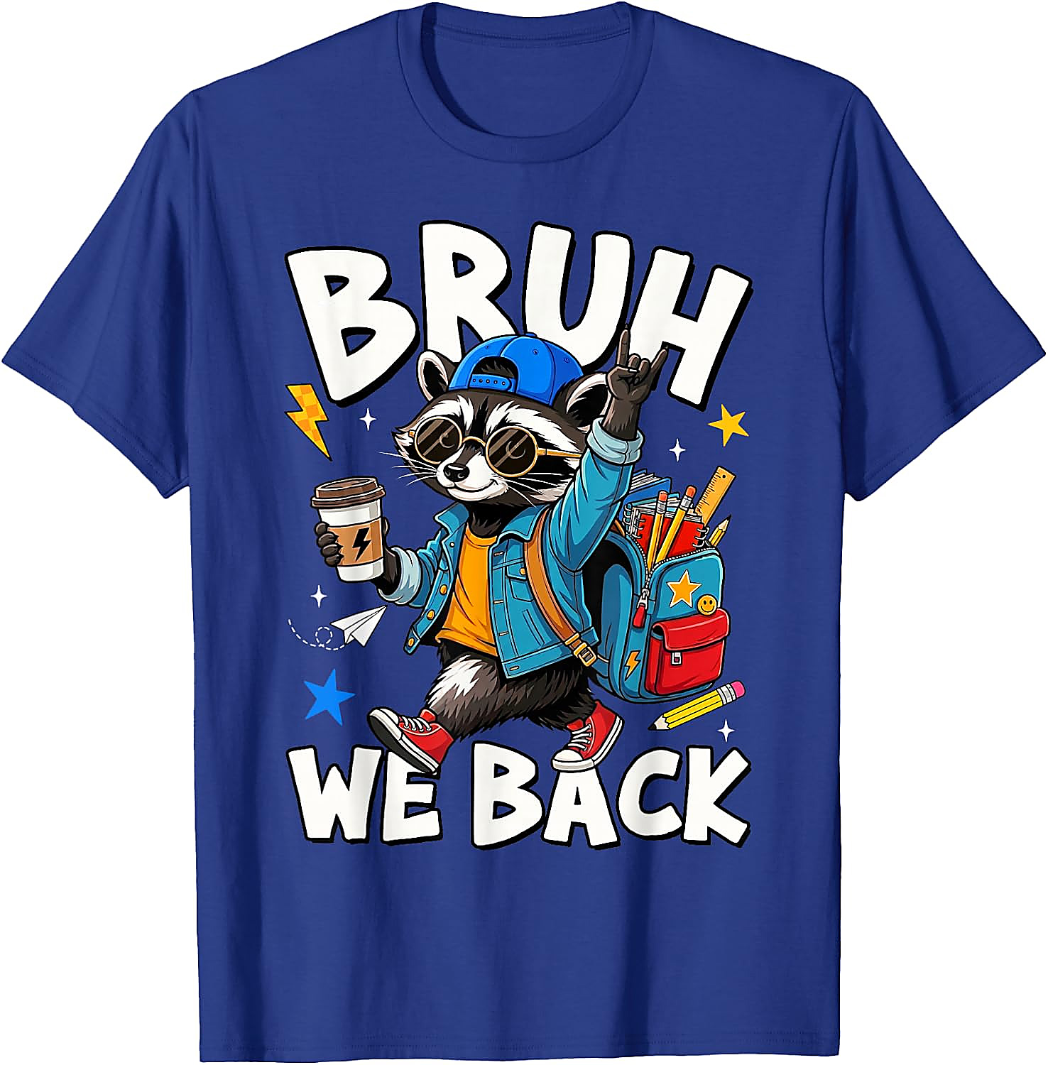 Bruh We Back Raccoon Back to School T-Shirt