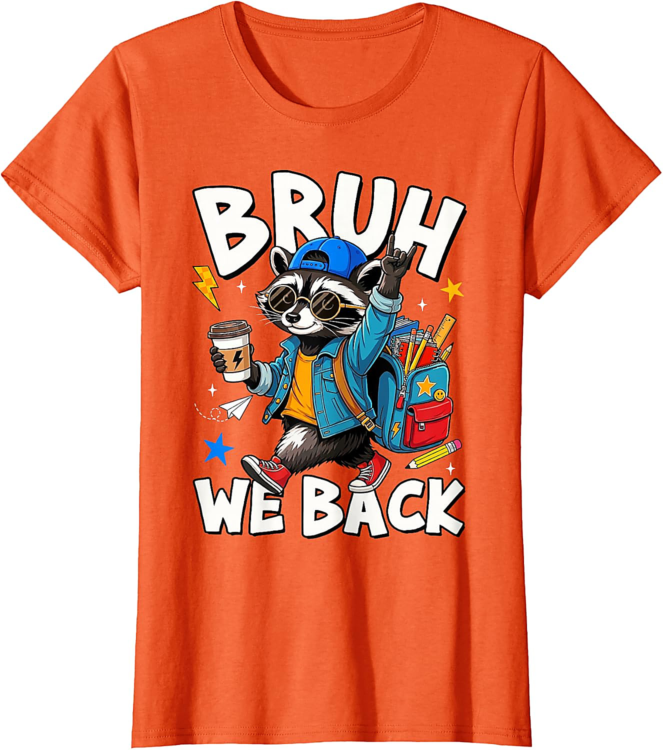 Bruh We Back Raccoon Back to School T-Shirt