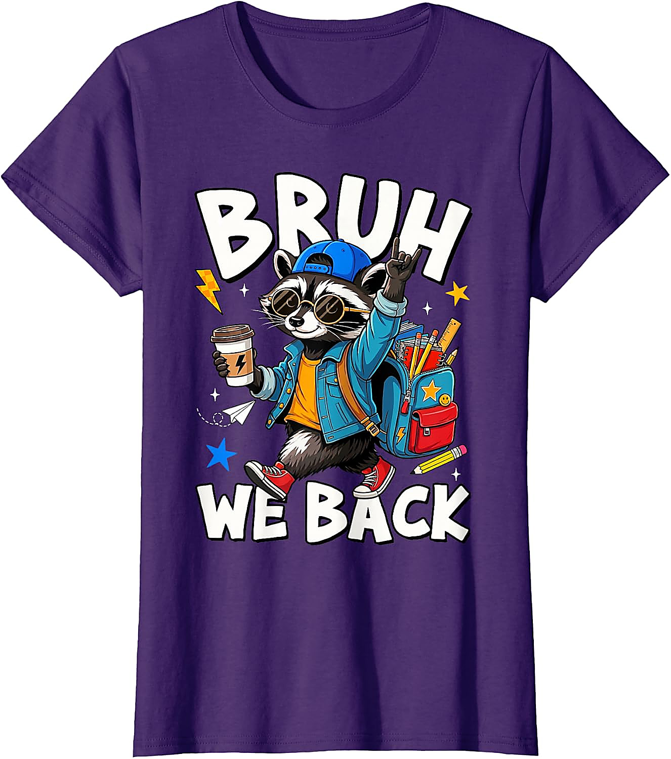 Bruh We Back Raccoon Back to School T-Shirt