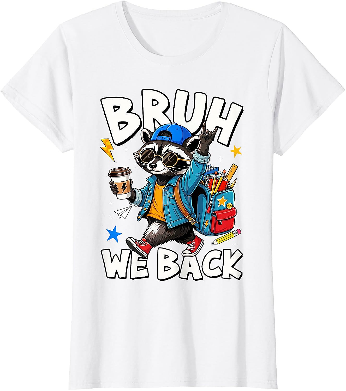 Bruh We Back Raccoon Back to School T-Shirt