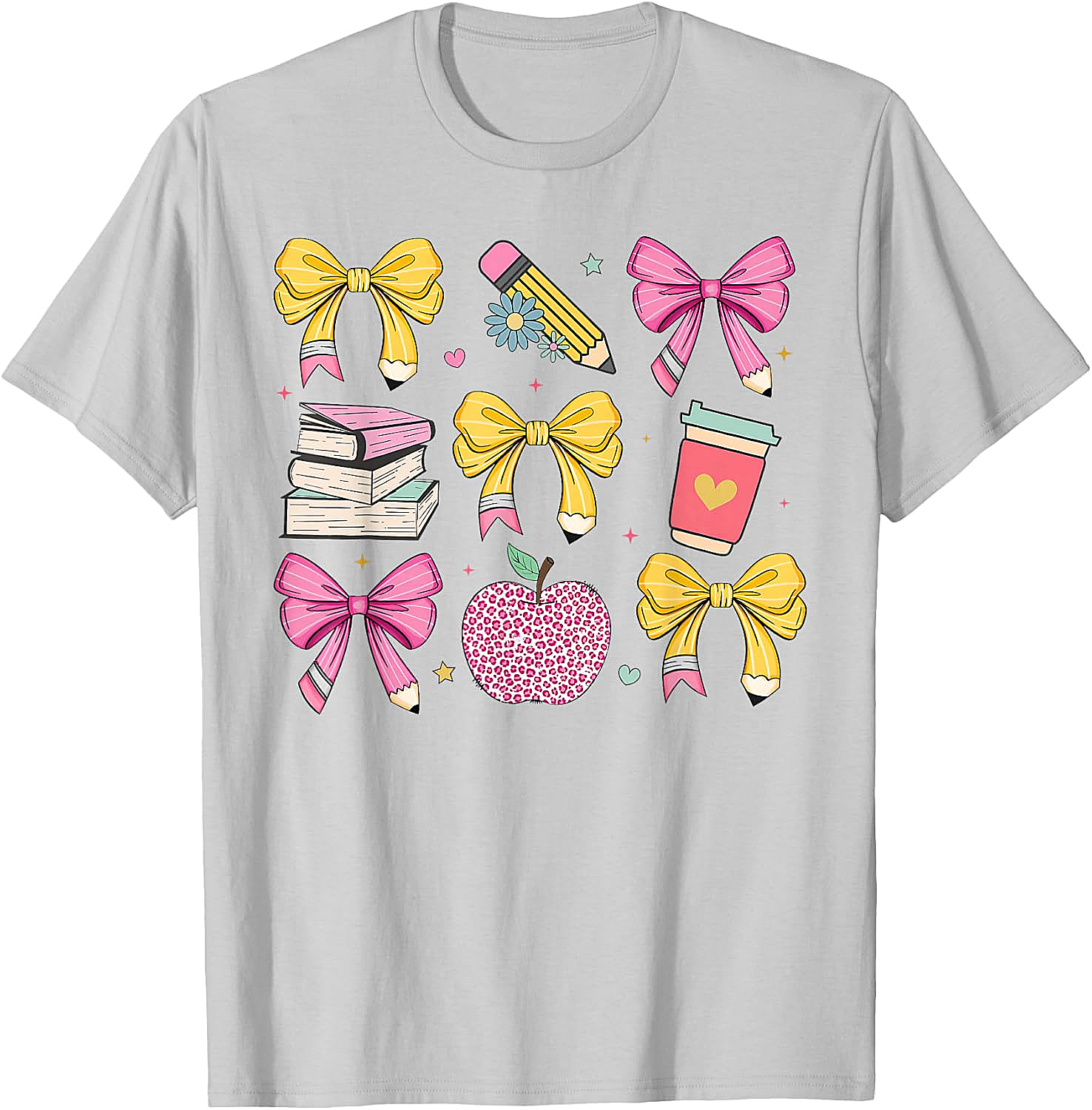 Apple Coquette Bow Books Back to School T-Shirt