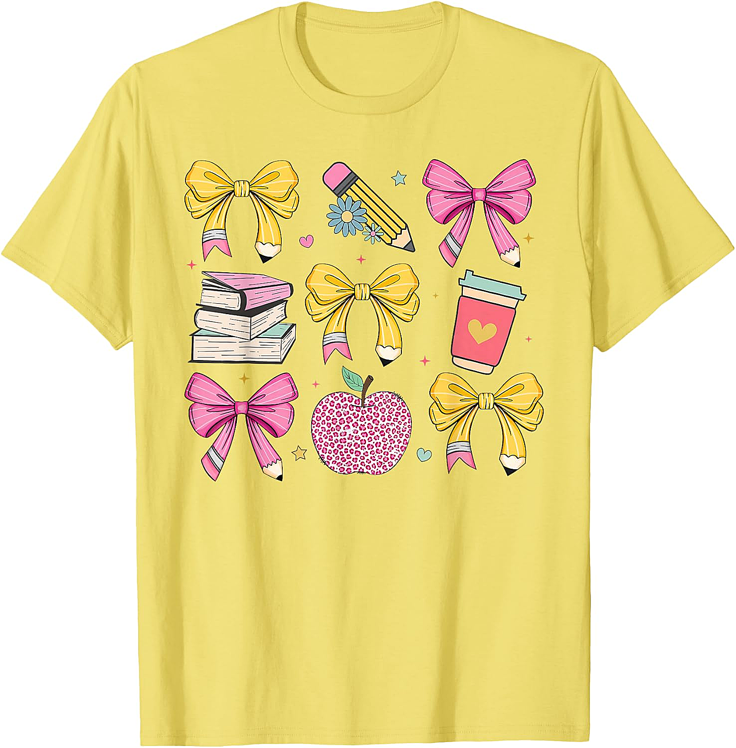 Apple Coquette Bow Books Back to School T-Shirt