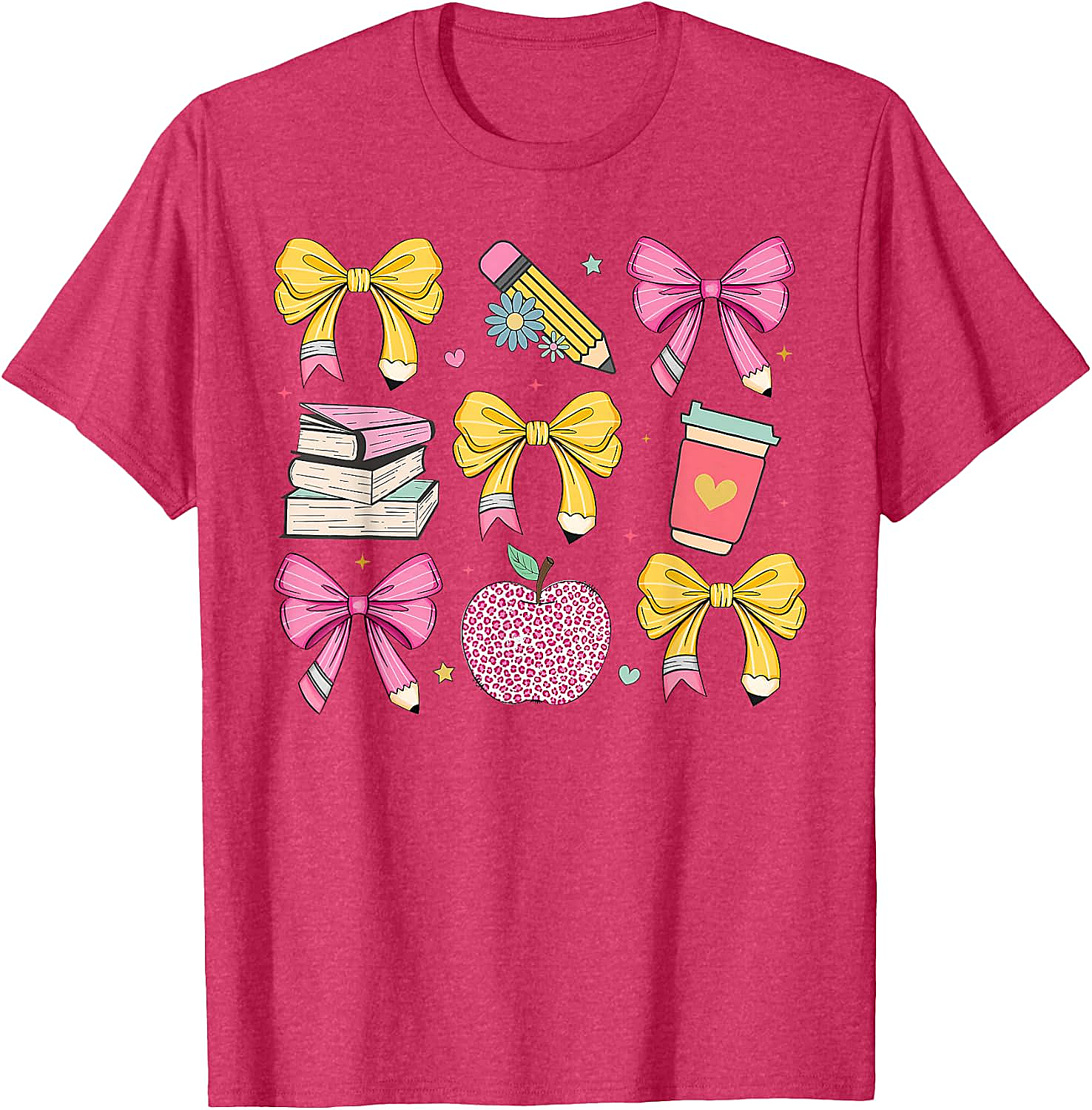 Apple Coquette Bow Books Back to School T-Shirt
