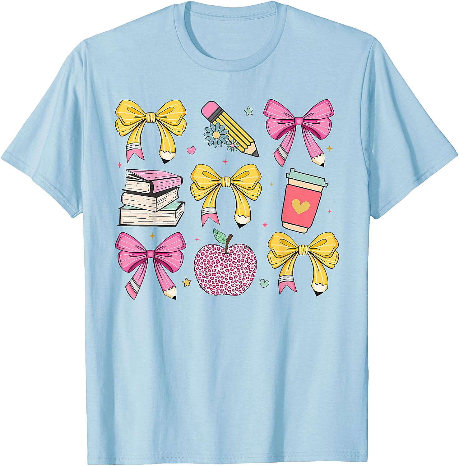 Apple Coquette Bow Books Back to School T-Shirt