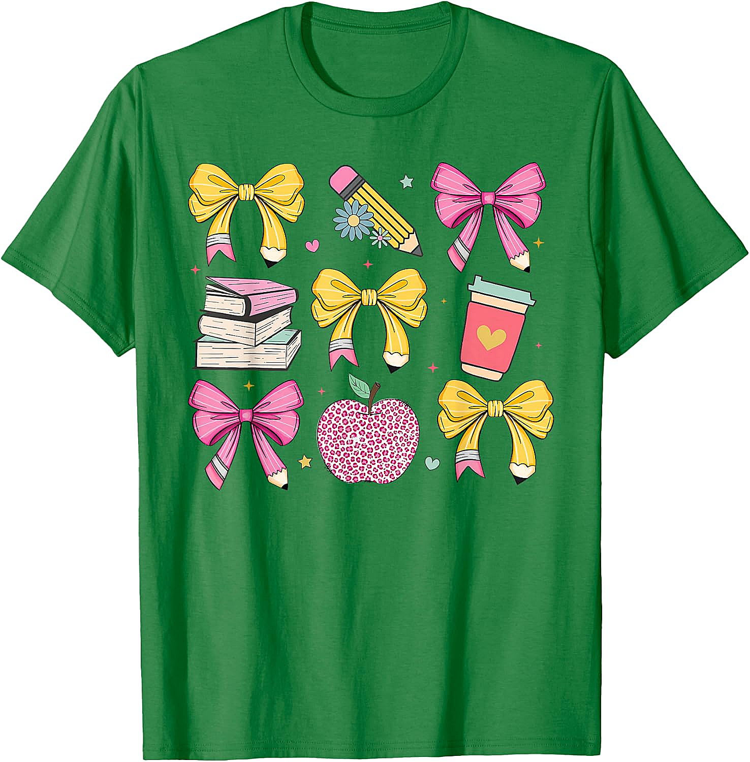 Apple Coquette Bow Books Back to School T-Shirt