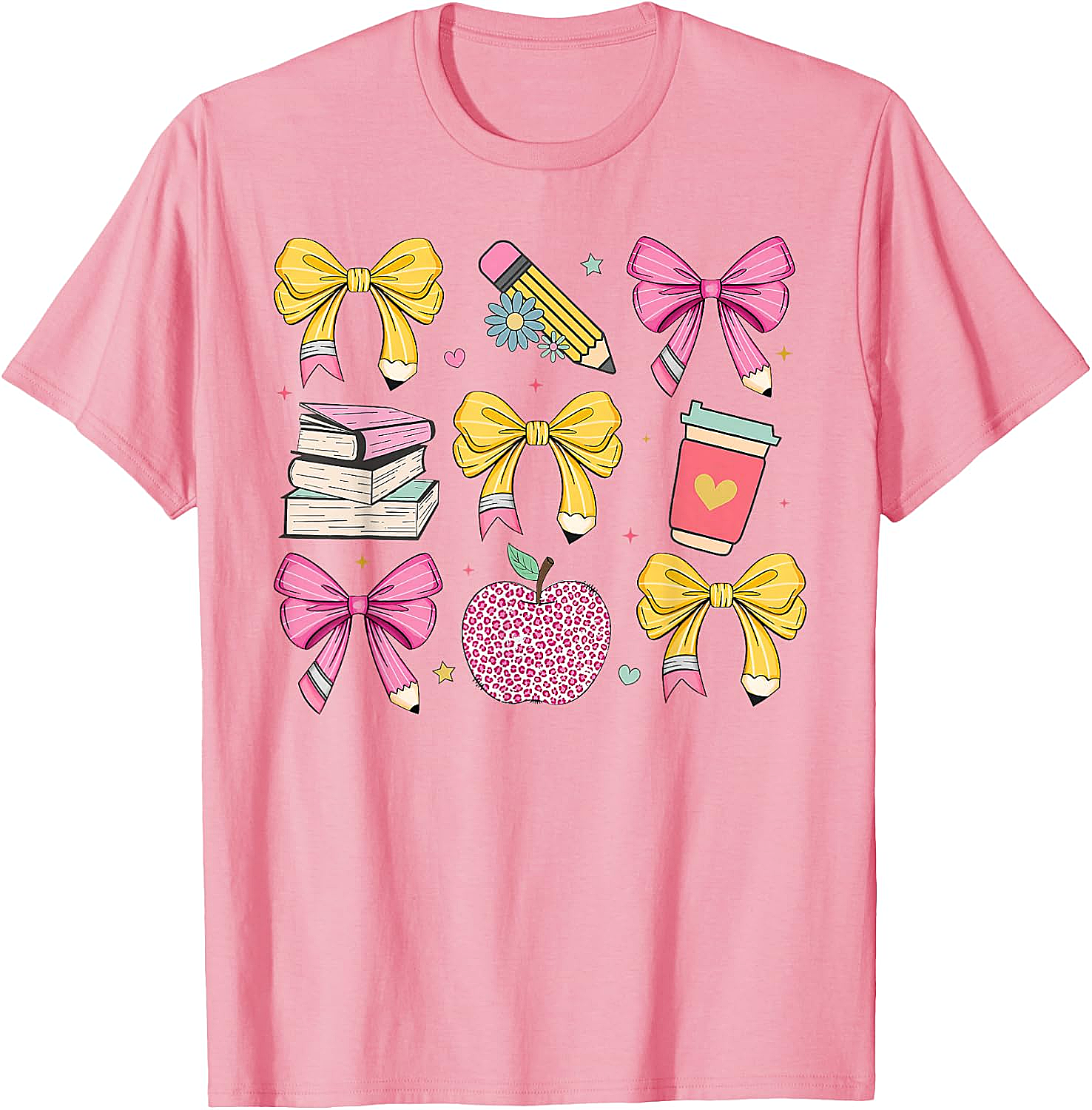 Apple Coquette Bow Books Back to School T-Shirt
