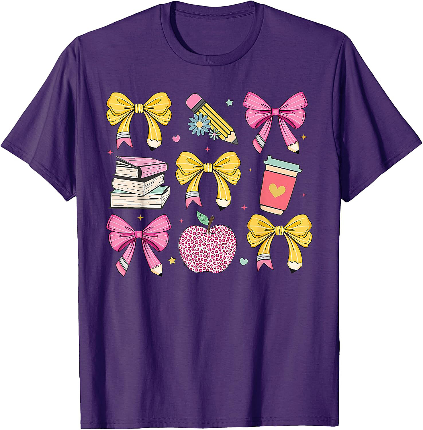 Apple Coquette Bow Books Back to School T-Shirt