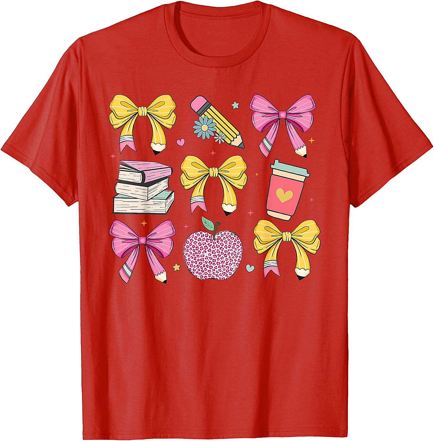 Apple Coquette Bow Books Back to School T-Shirt