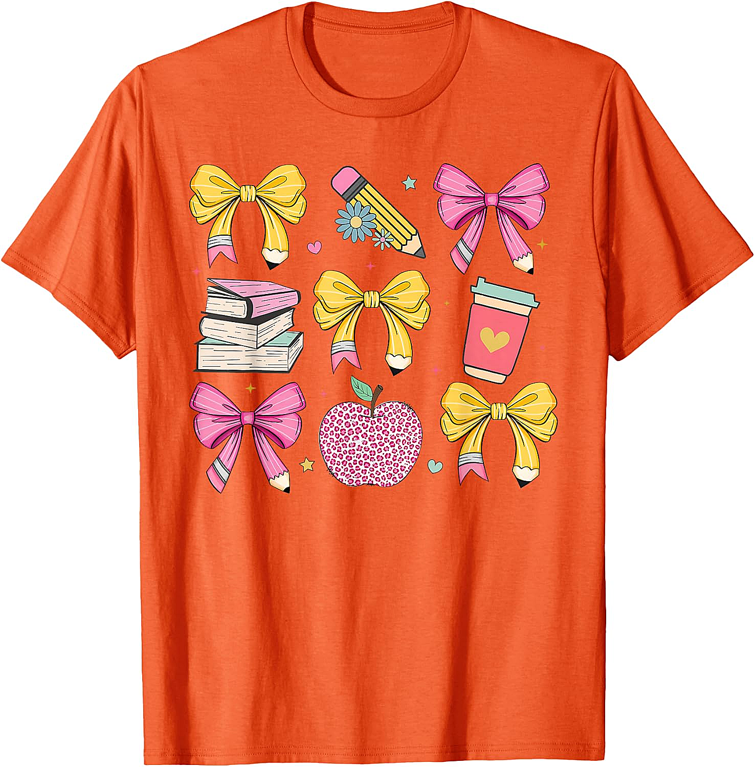 Apple Coquette Bow Books Back to School T-Shirt