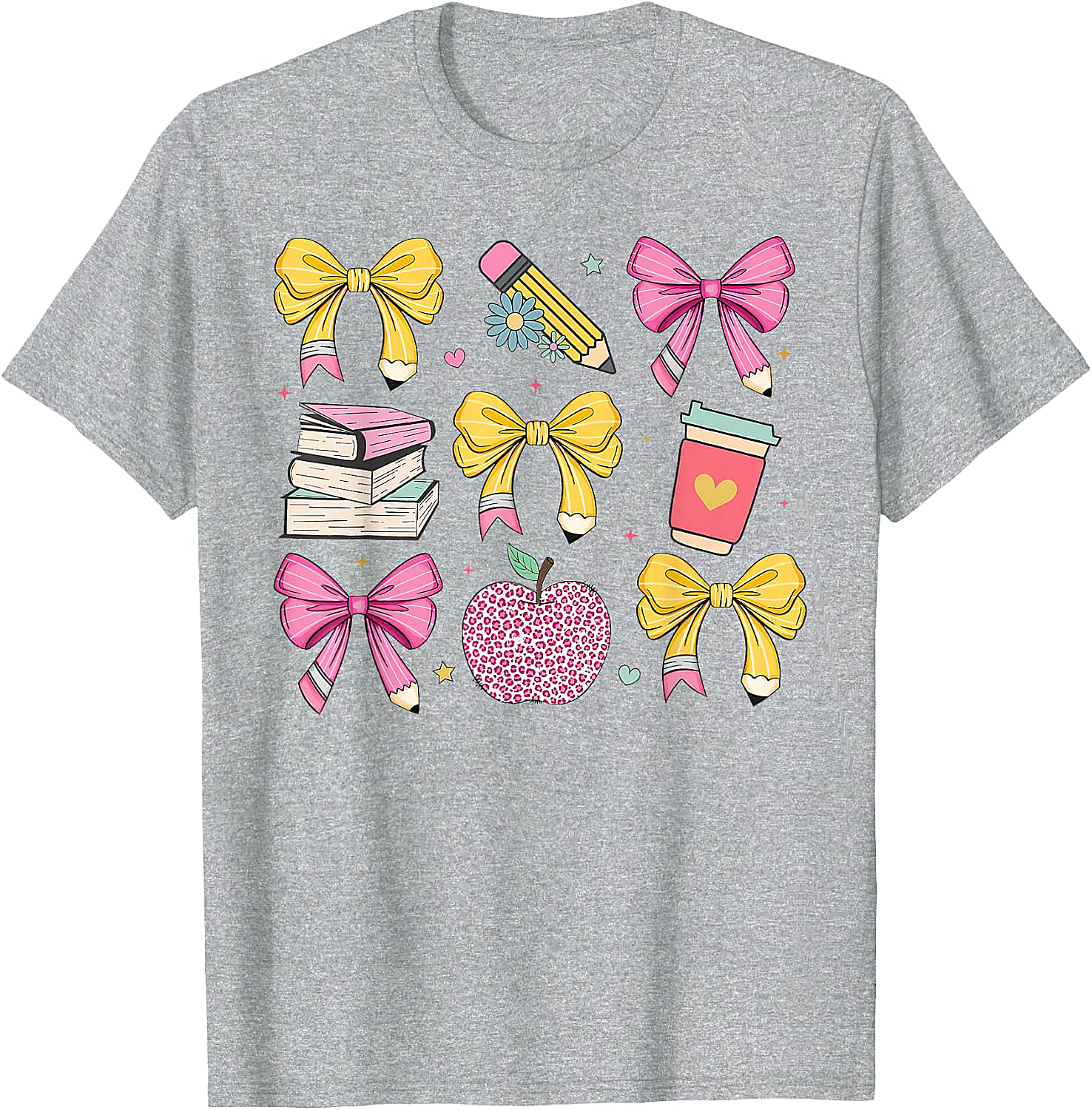 Apple Coquette Bow Books Back to School T-Shirt