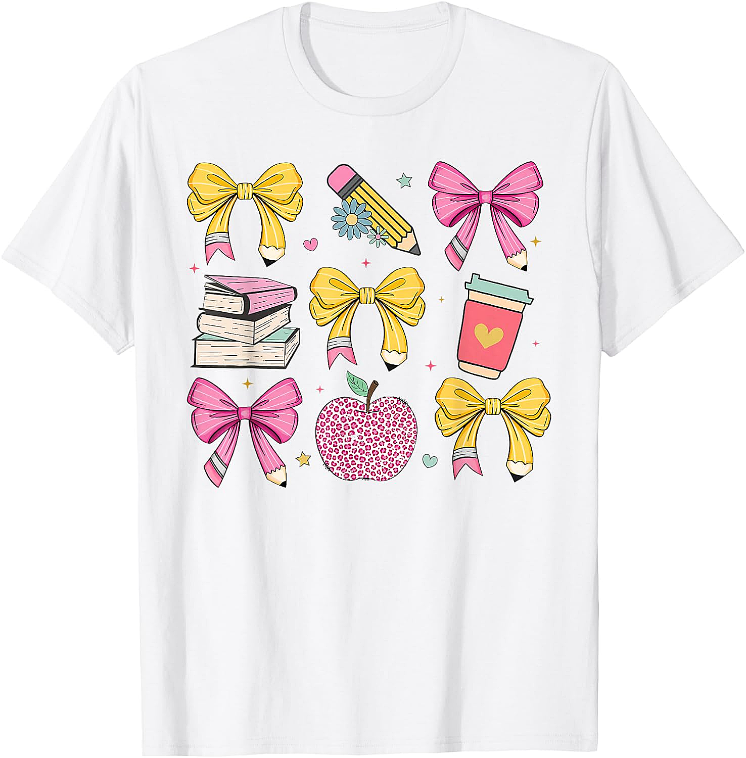 Apple Coquette Bow Books Back to School T-Shirt