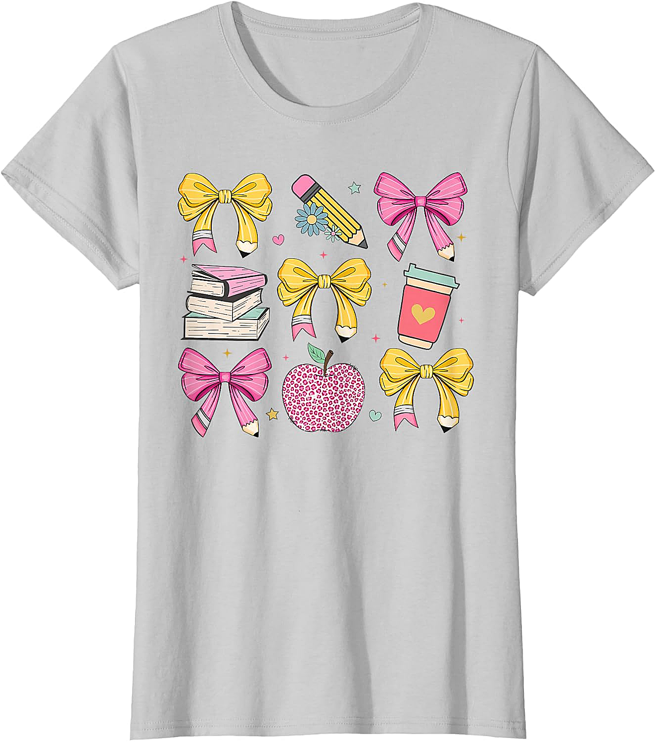 Apple Coquette Bow Books Back to School T-Shirt