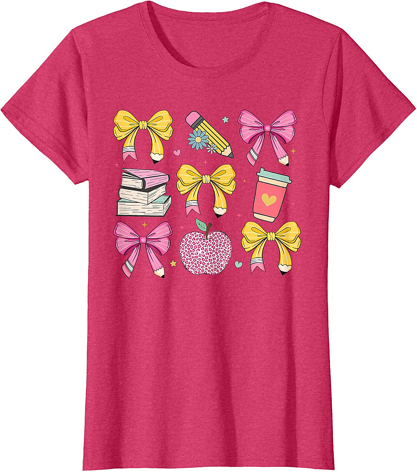 Apple Coquette Bow Books Back to School T-Shirt
