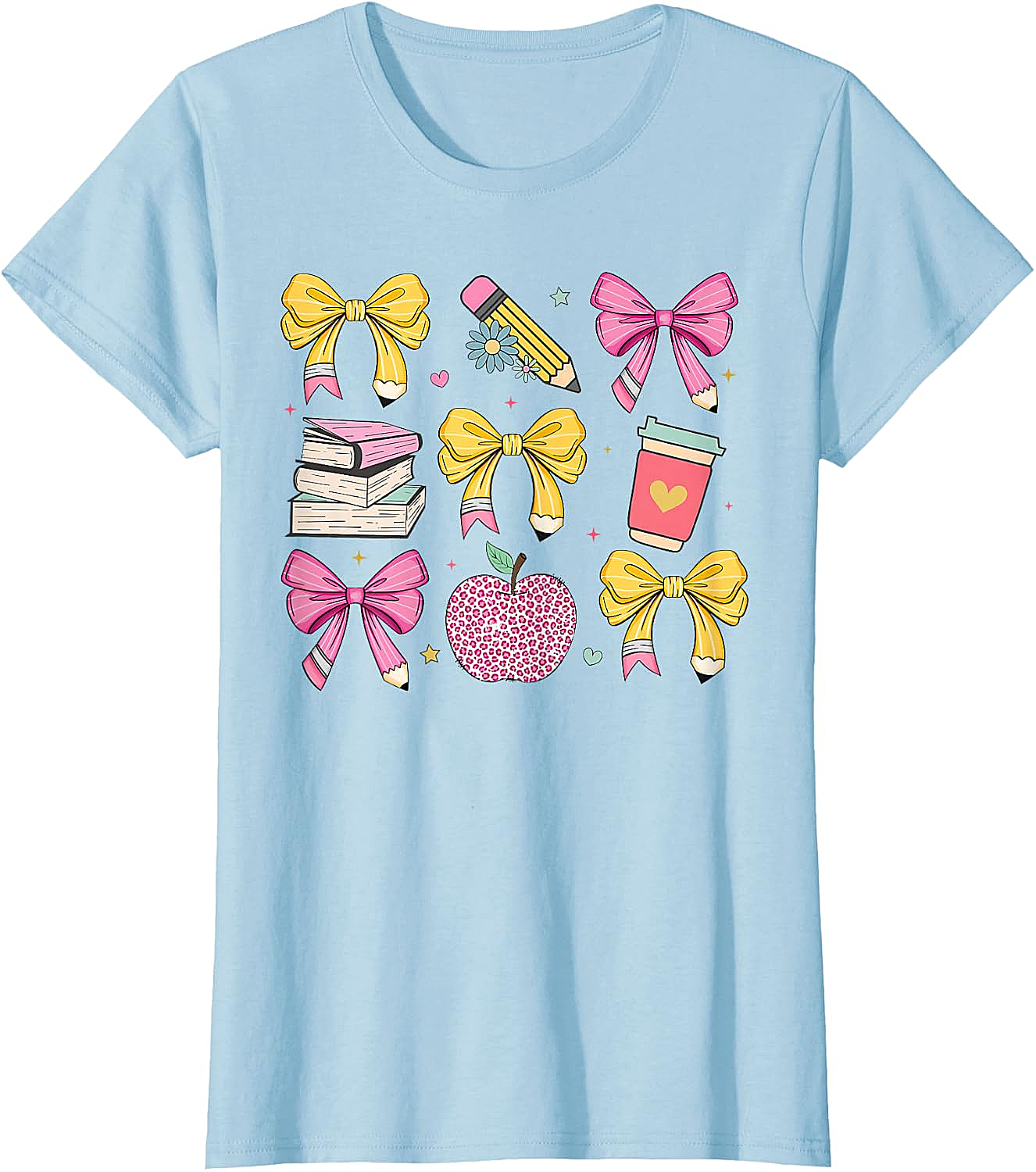 Apple Coquette Bow Books Back to School T-Shirt
