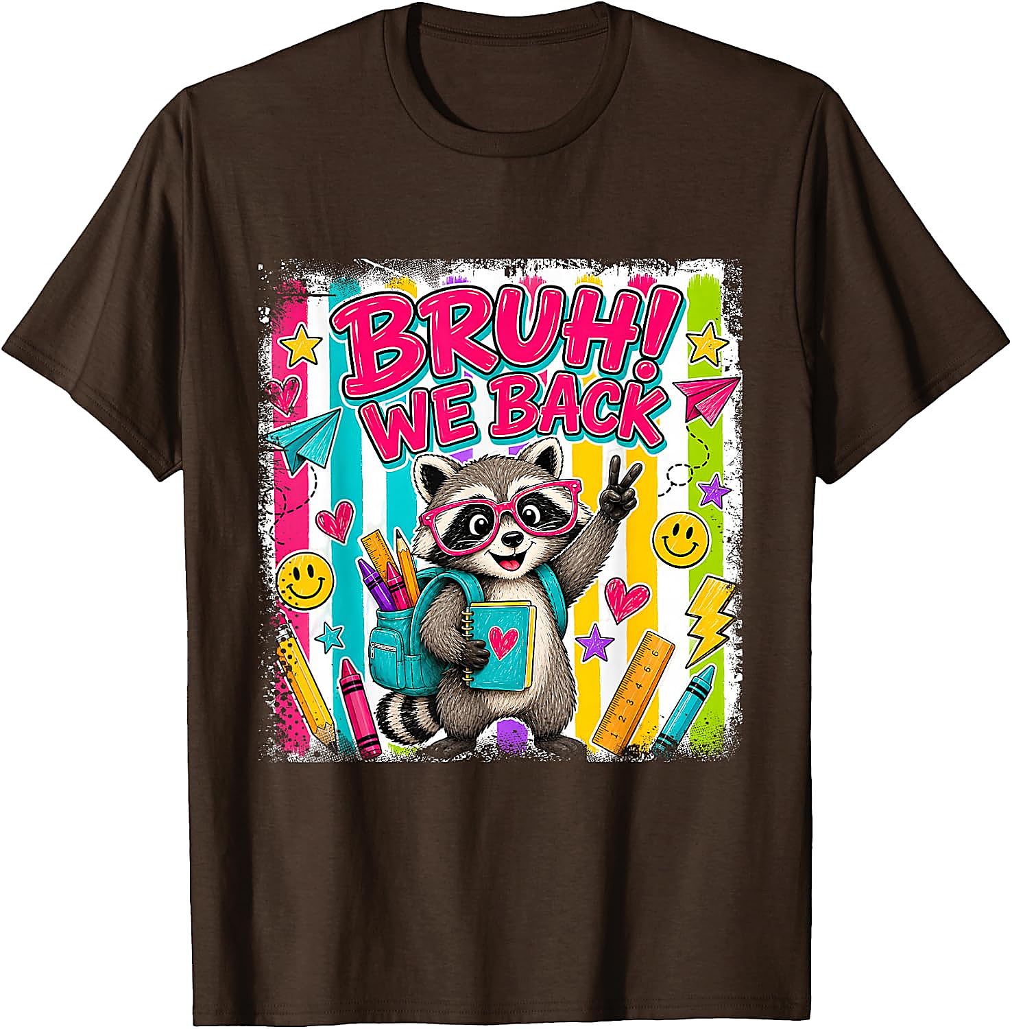 Bruh We Back Raccoon T-Shirt | Funny Back to School Tee