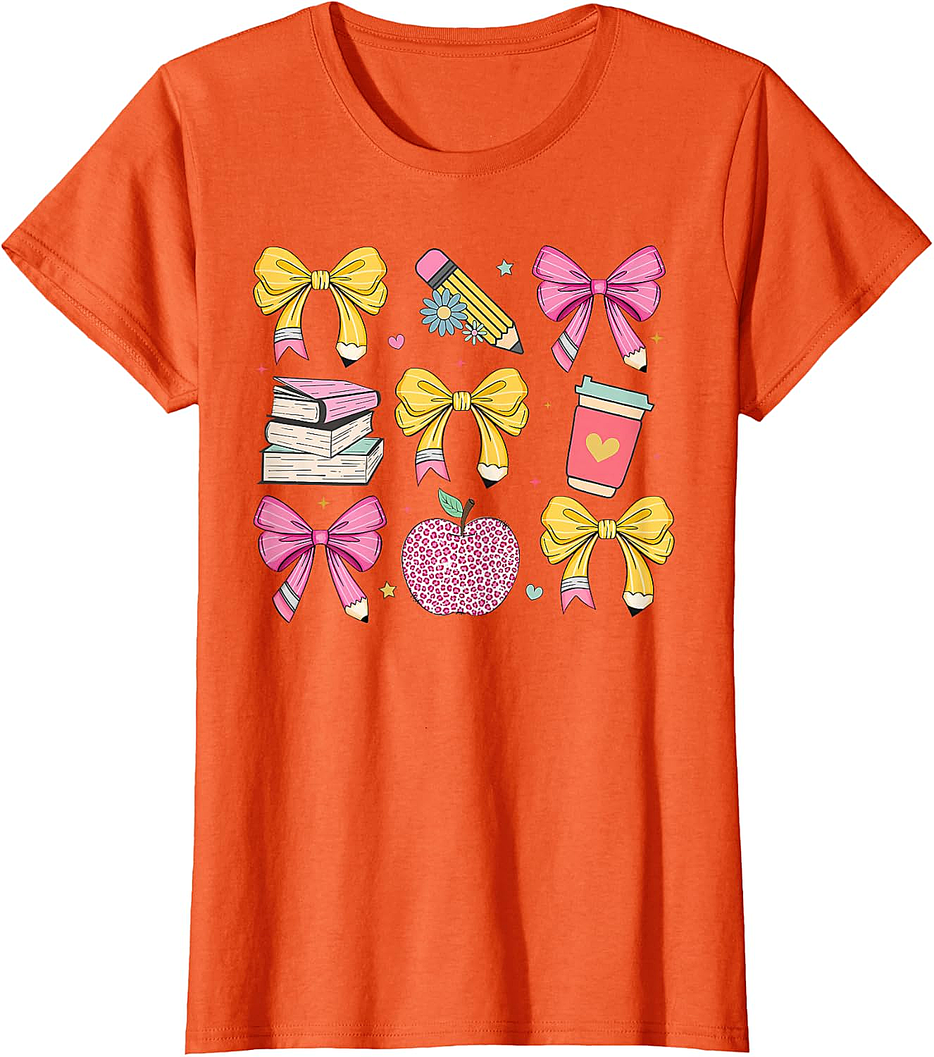 Apple Coquette Bow Books Back to School T-Shirt