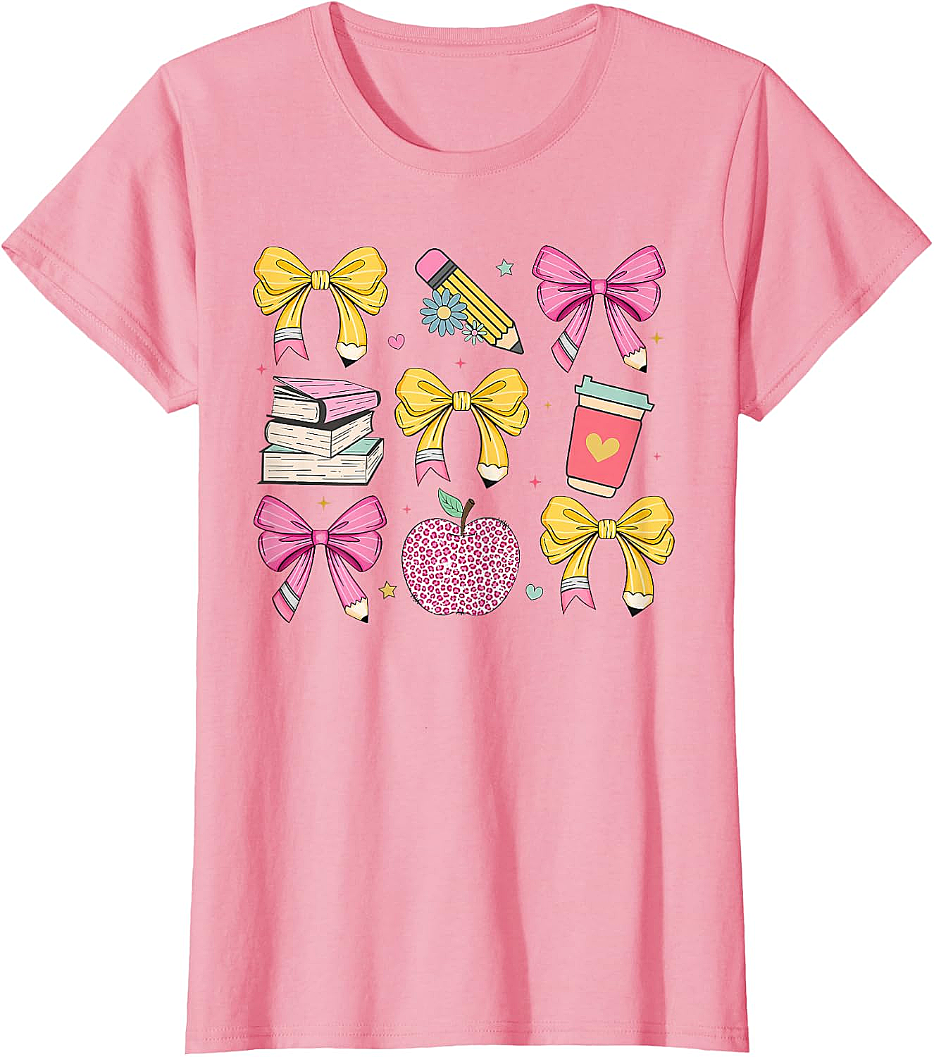 Apple Coquette Bow Books Back to School T-Shirt