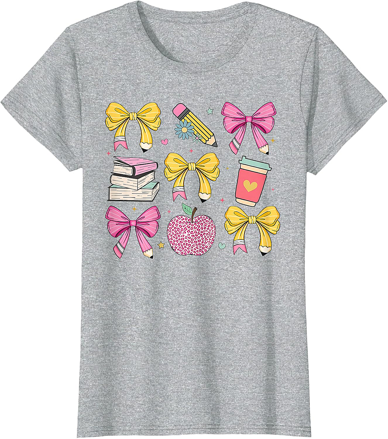 Apple Coquette Bow Books Back to School T-Shirt