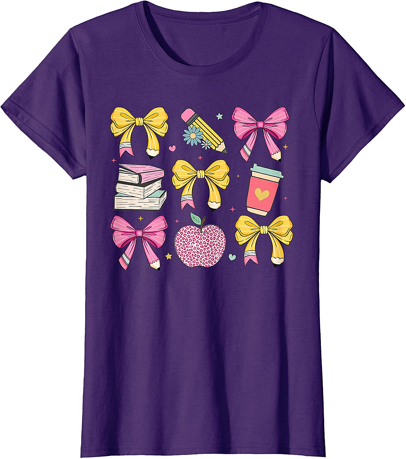 Apple Coquette Bow Books Back to School T-Shirt