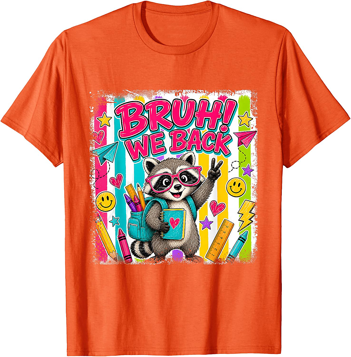 Bruh We Back Raccoon T-Shirt | Funny Back to School Tee