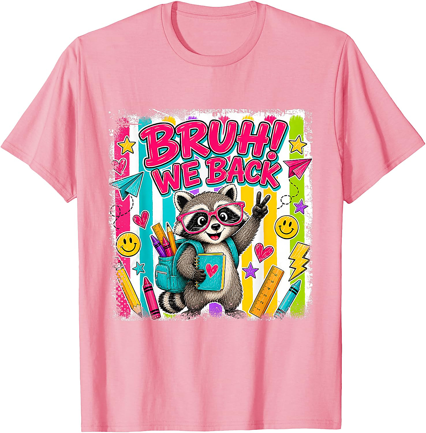 Bruh We Back Raccoon T-Shirt | Funny Back to School Tee