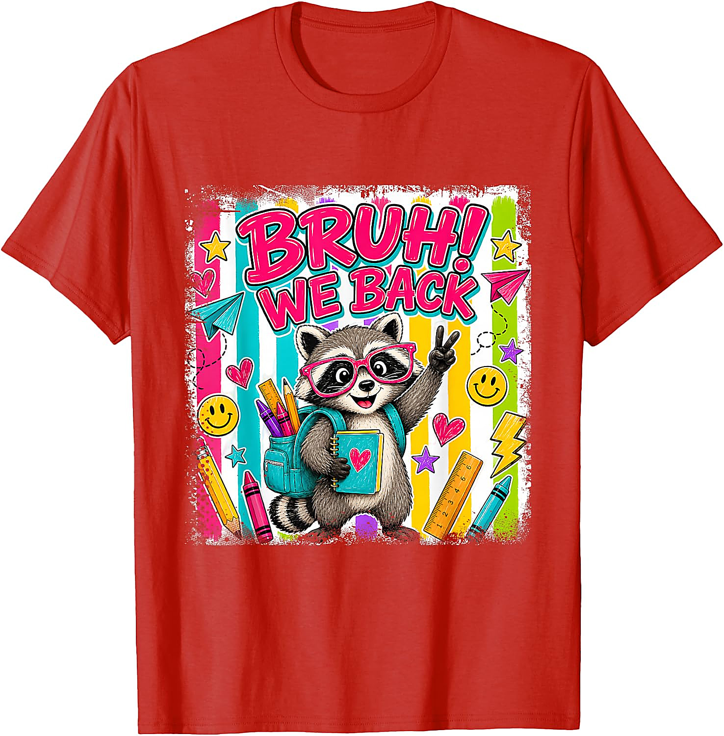 Bruh We Back Raccoon T-Shirt | Funny Back to School Tee
