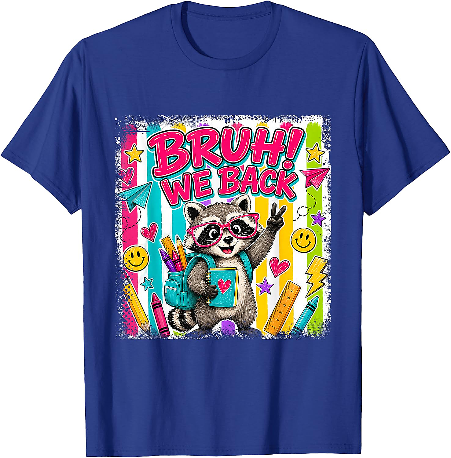 Bruh We Back Raccoon T-Shirt | Funny Back to School Tee