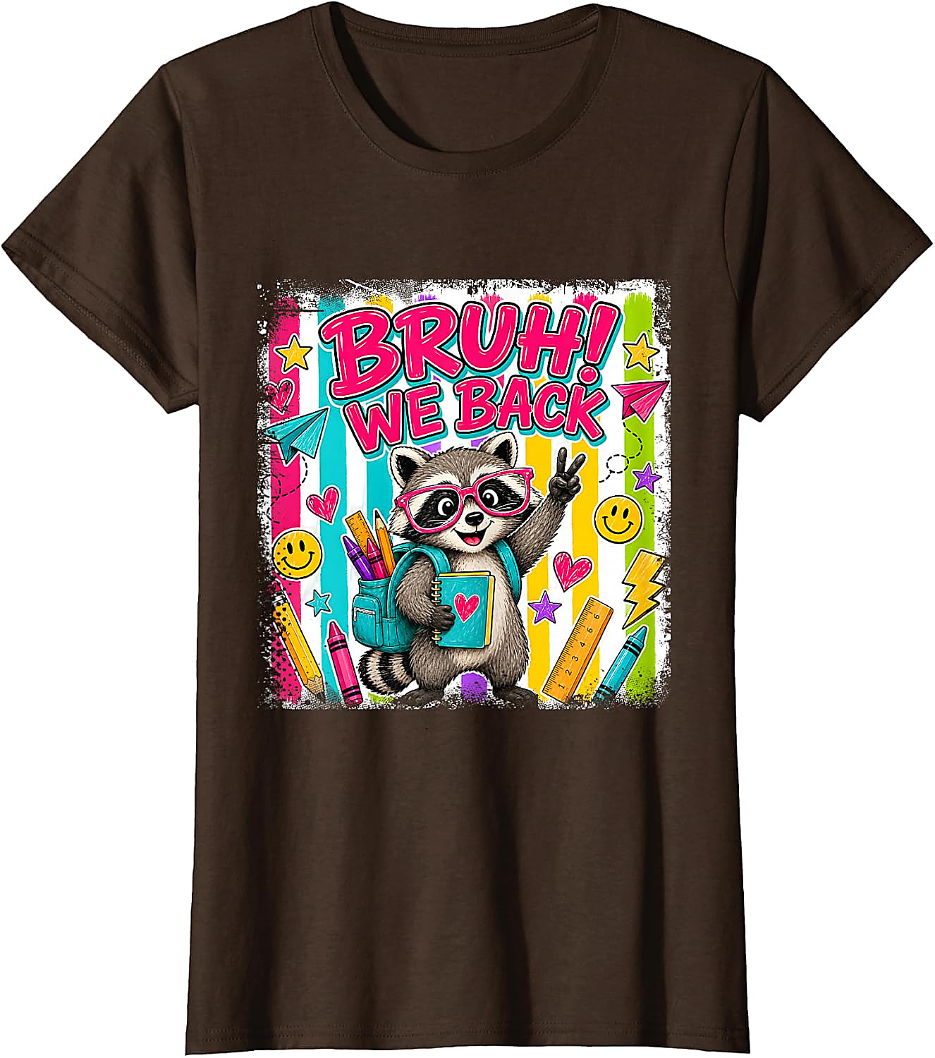 Bruh We Back Raccoon T-Shirt | Funny Back to School Tee