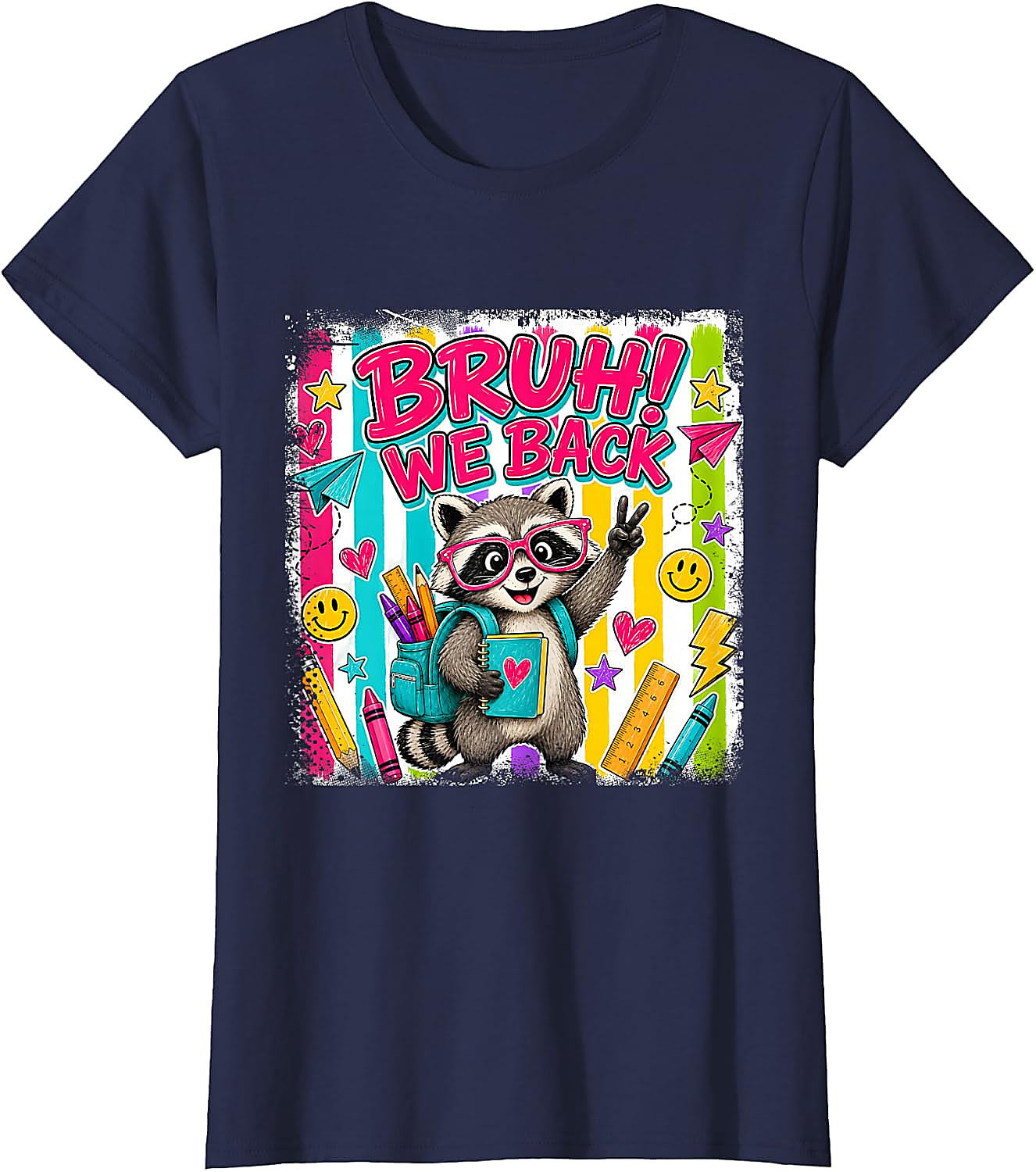 Bruh We Back Raccoon T-Shirt | Funny Back to School Tee